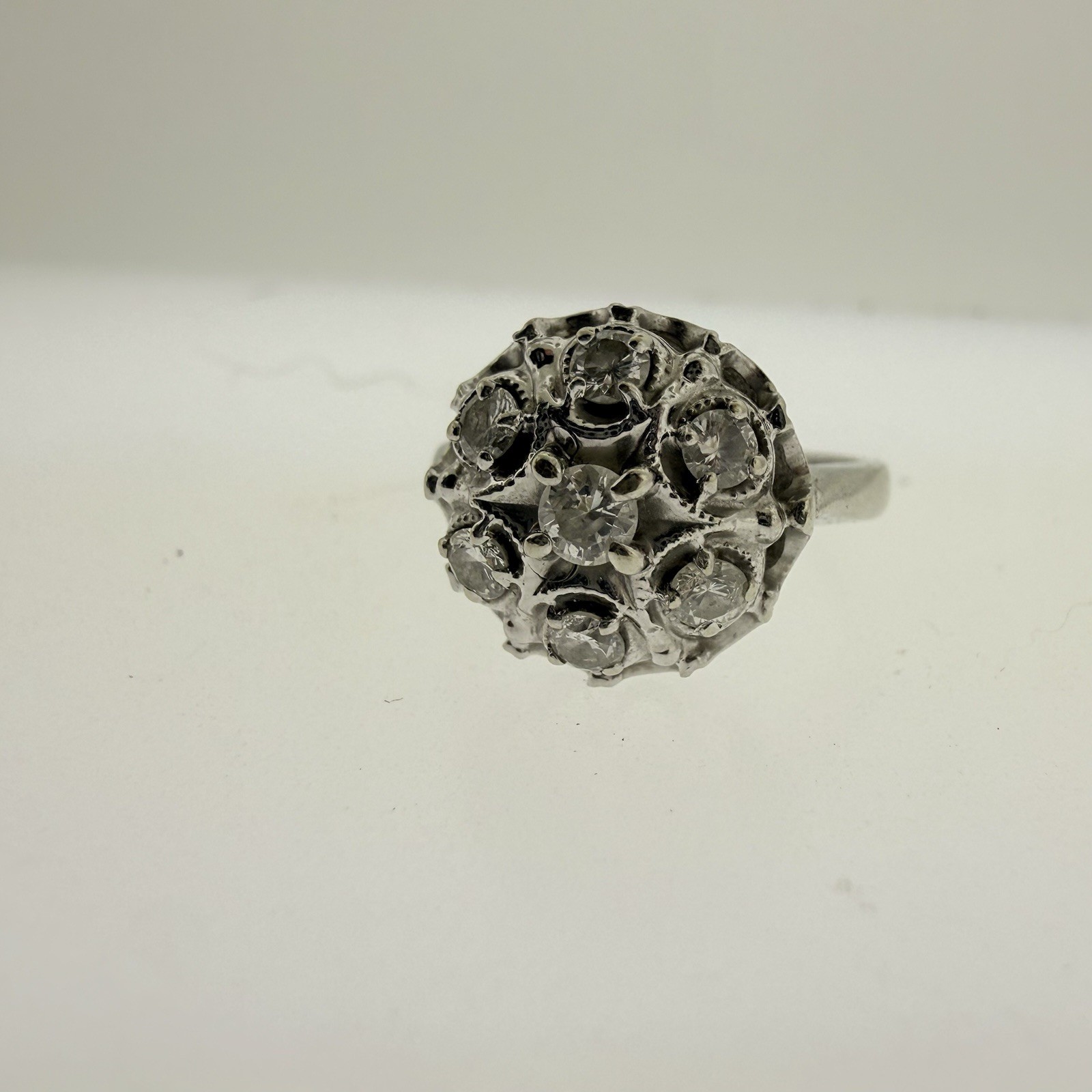 VINTAGE Estate 14k White Gold NATURAL Diamond 0.40CTTW Ring–Size 6