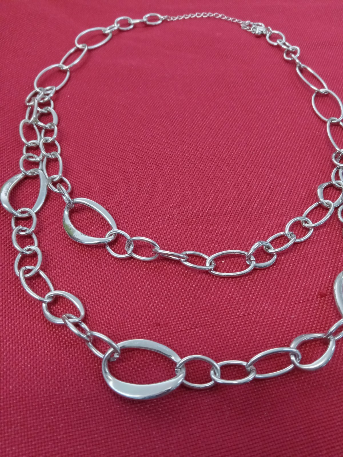 Vintage Silver Toned Double Strand Chain 18″ Necklace