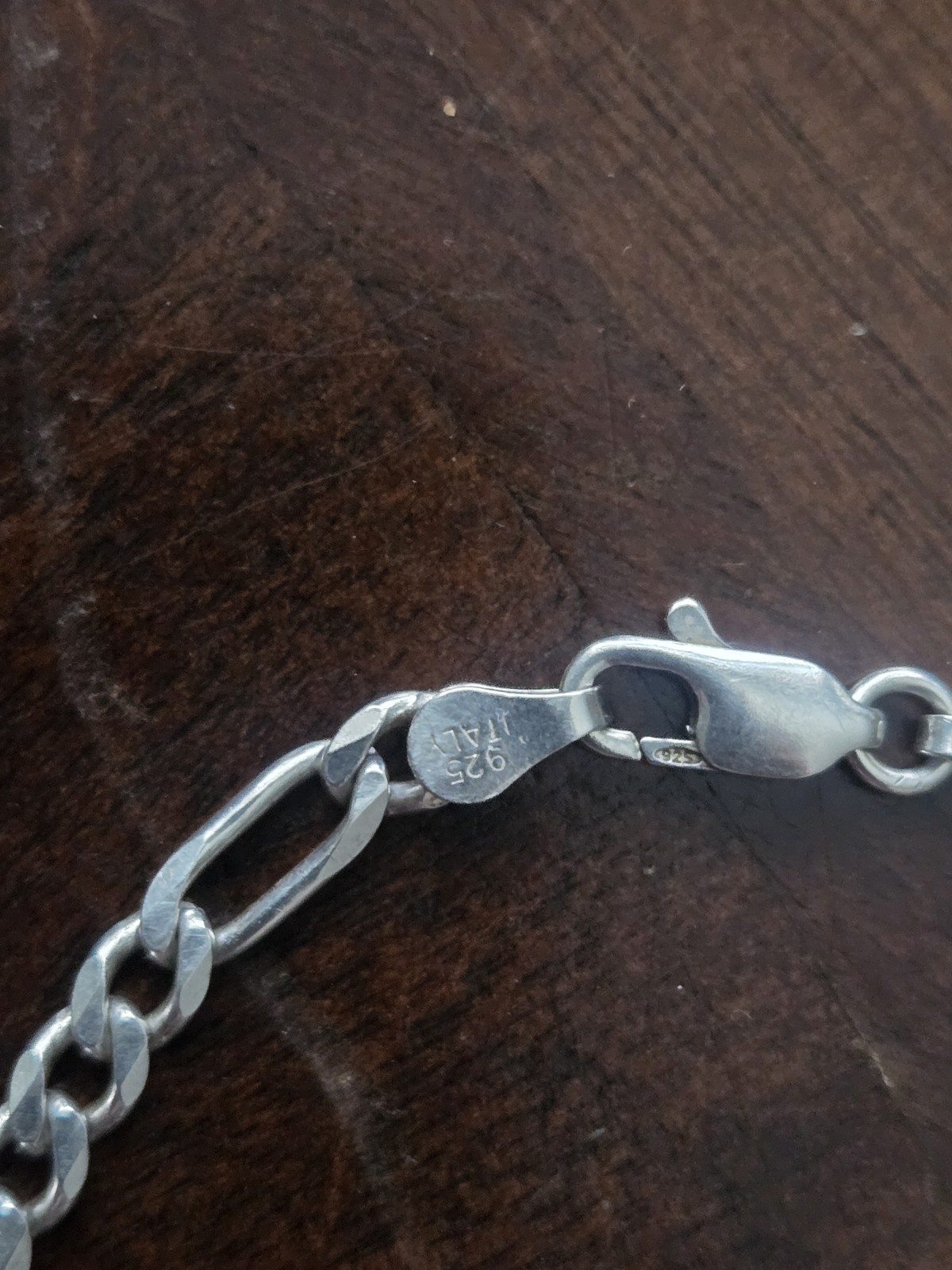 Vintage Sterling Silver Figaro Chain Bracelet 8″