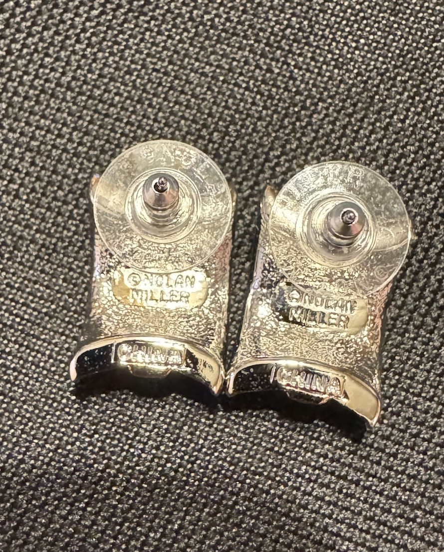 Vintage Nolan Miller Glamour Collection Silver Tone With White Crystal earrings
