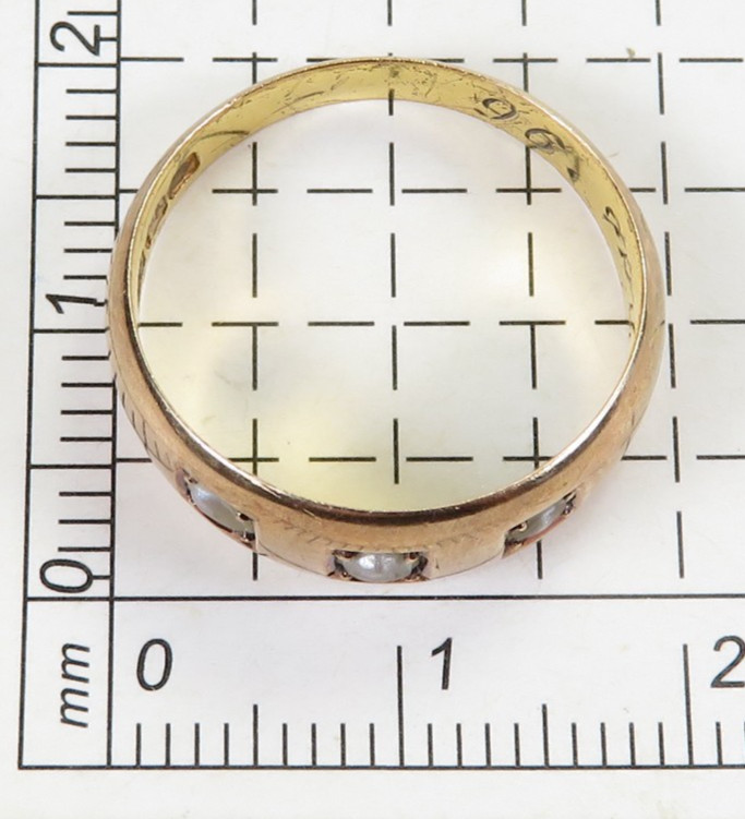 Victorian Seed Pearl Wedding Right Hand Ring 13K Rose Gold Size 7 UK-N1/2
