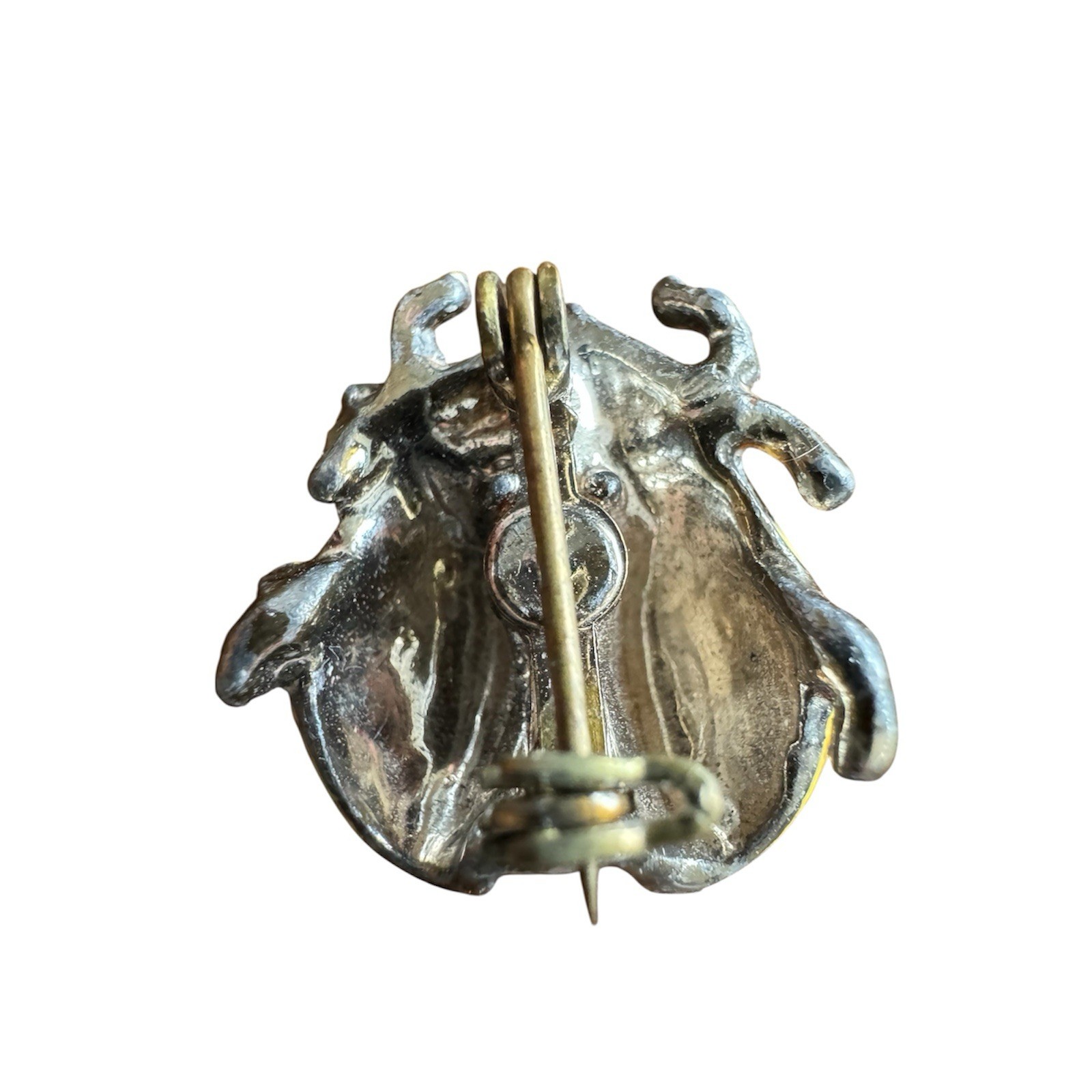 Set of 2 Vintage Small Silver Tone Ladybug Brooch Pins, Almost 1 Inch, Fair Cond