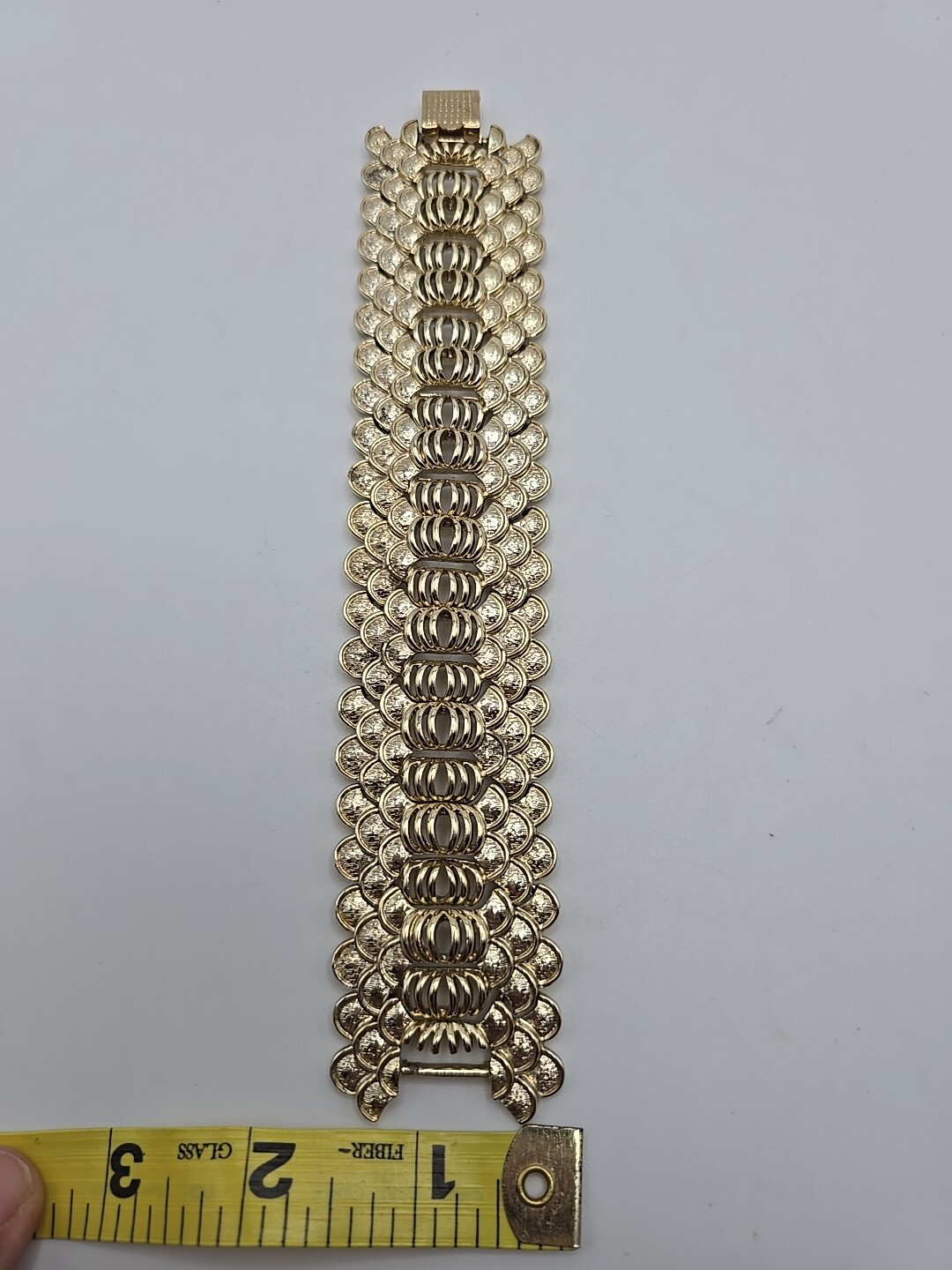 Vintage Coro Pegasus Gold Tone Wide Chunky Link Bracelet Foldover Clasp