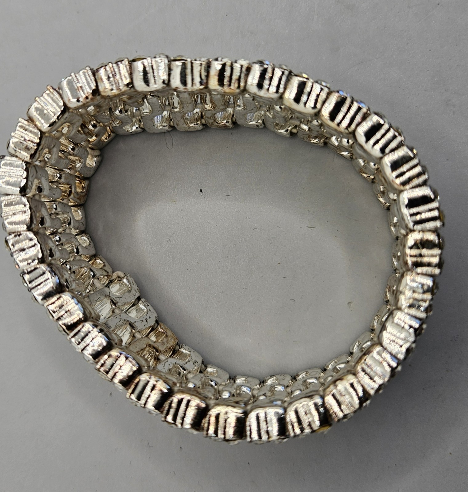 Rhinestone Wide Bracelet Stretch Band Clear Glass Stones Sparkling Party