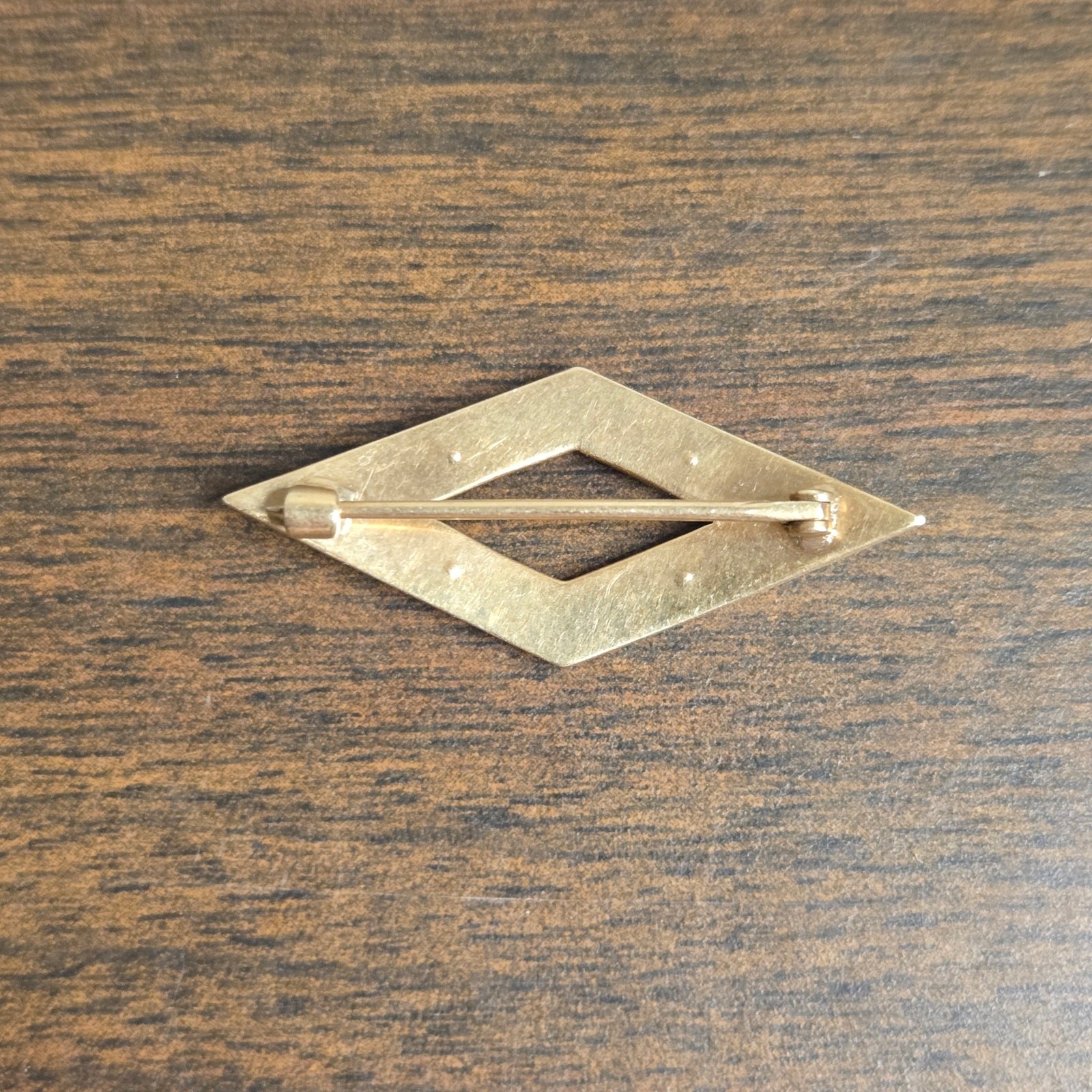 Antique Art Deco 10K Yellow Gold Seed Pearl Lozenge Brooch Pin 1920s
