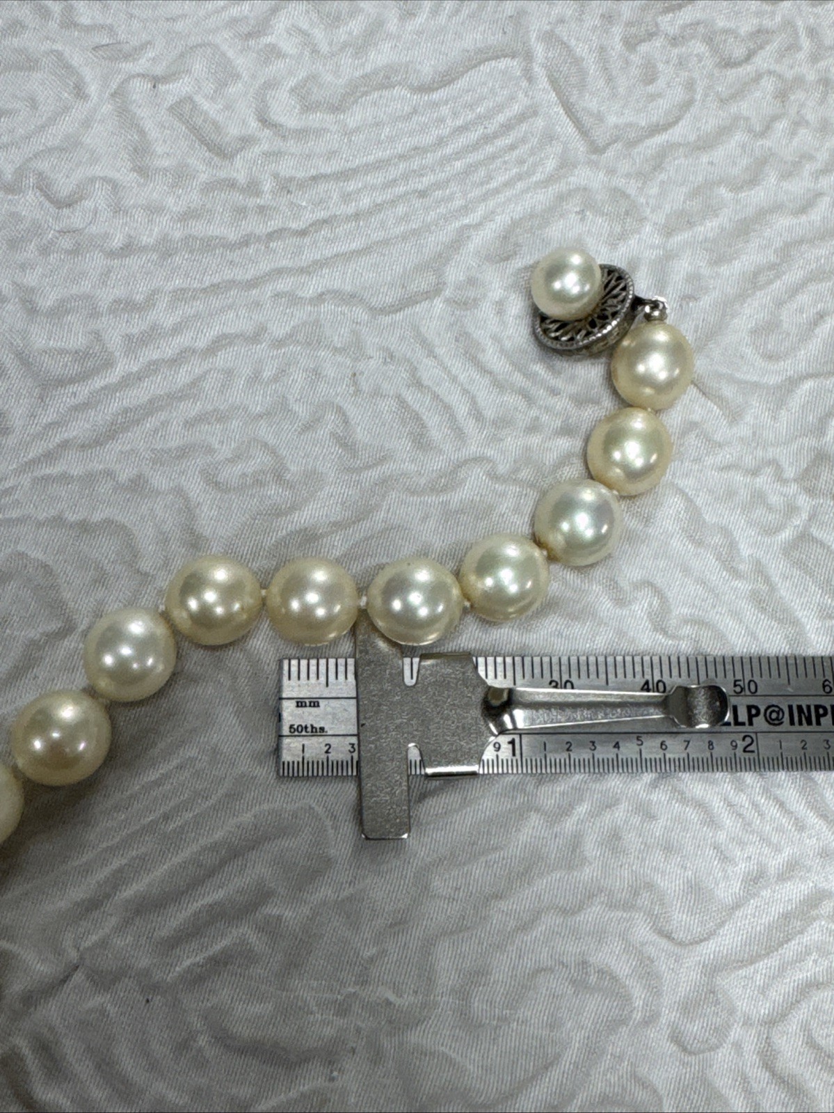 Vintage 1950s Hand Knotted Faux Pearls With Decorative Sterling Pearl Clasp 92 G