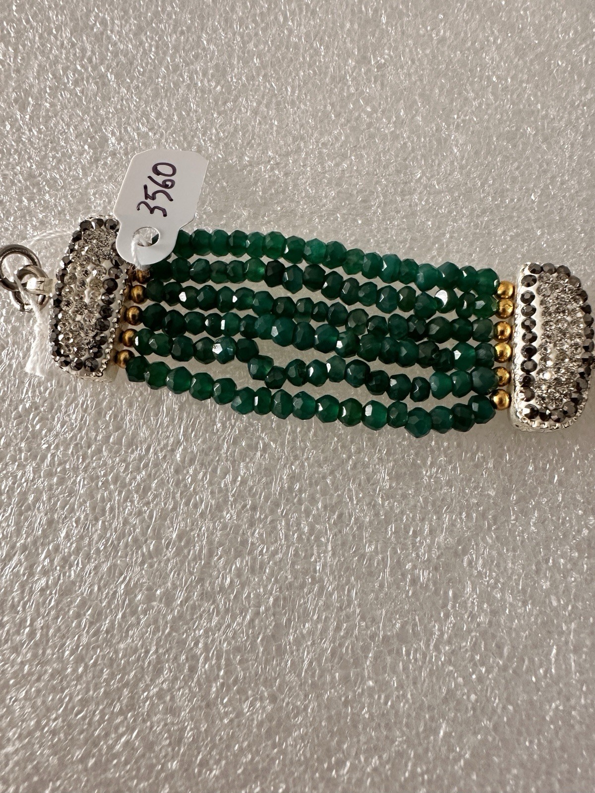 Vintage ladies bracelet 925 sterling silver and bronze with Gemstones.8″.
