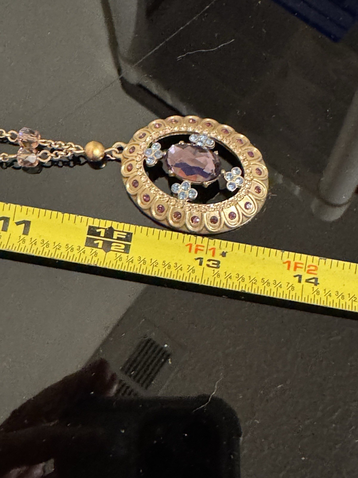 Vintage Carolee Necklace Purple And Blue Crystal Rhinestones Pendant