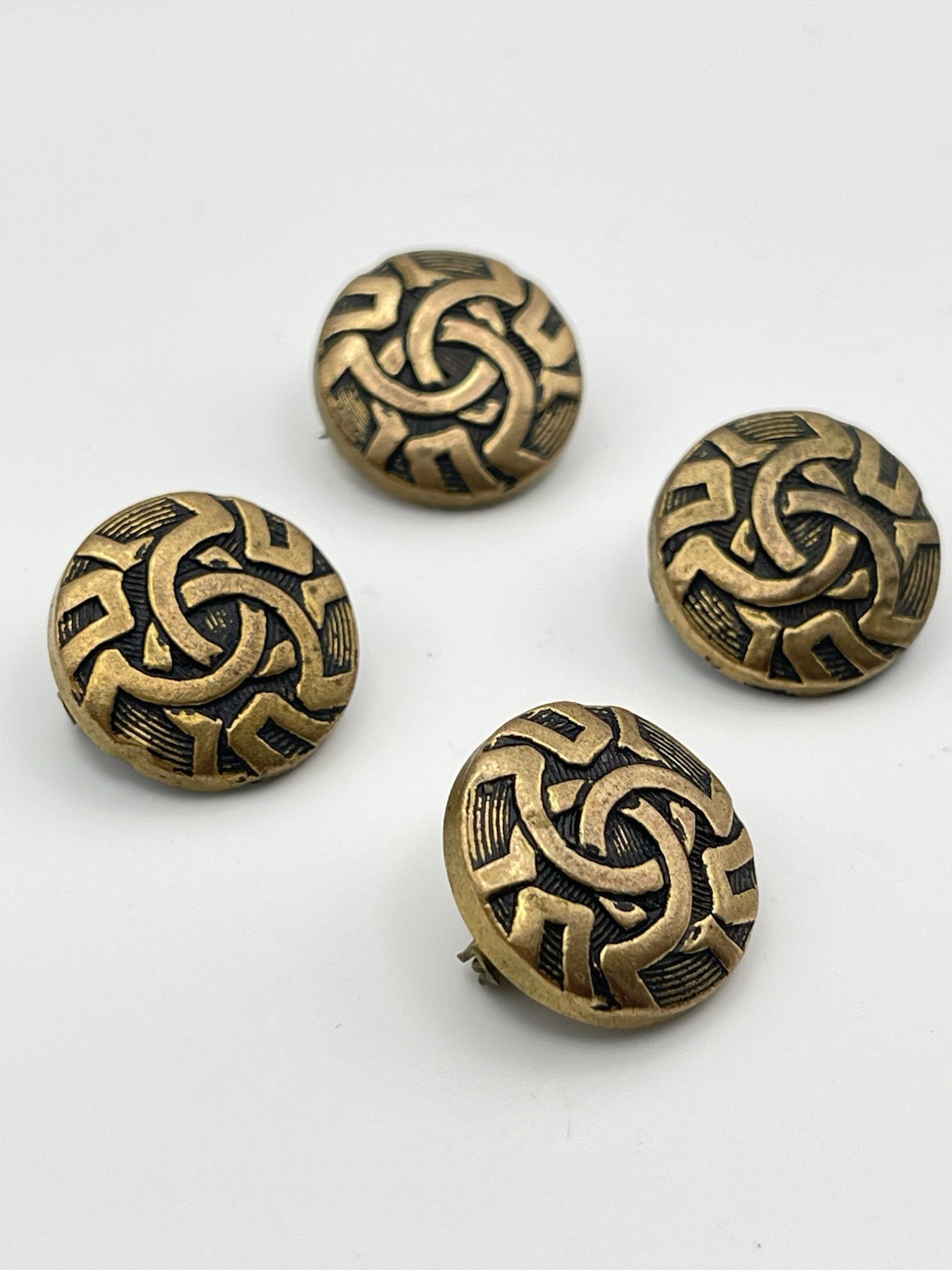 Antique Lot of 4 Gold Tone Celtic Knot Pin Back Brooch Pins Scottish Irish