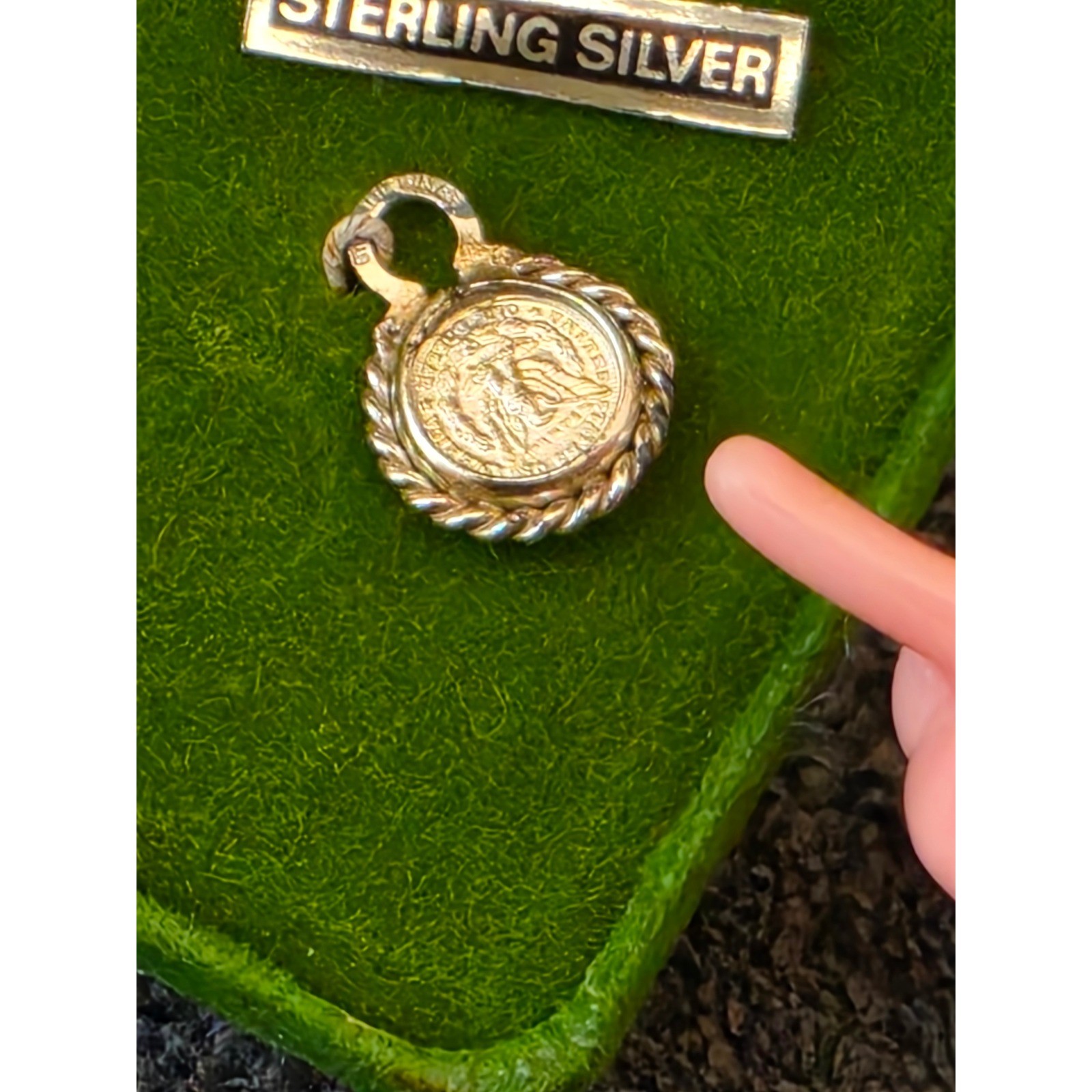 Sterling Silver 1878 Morgan Dollar Coin Charm Pendant with Rope Bezel & Box