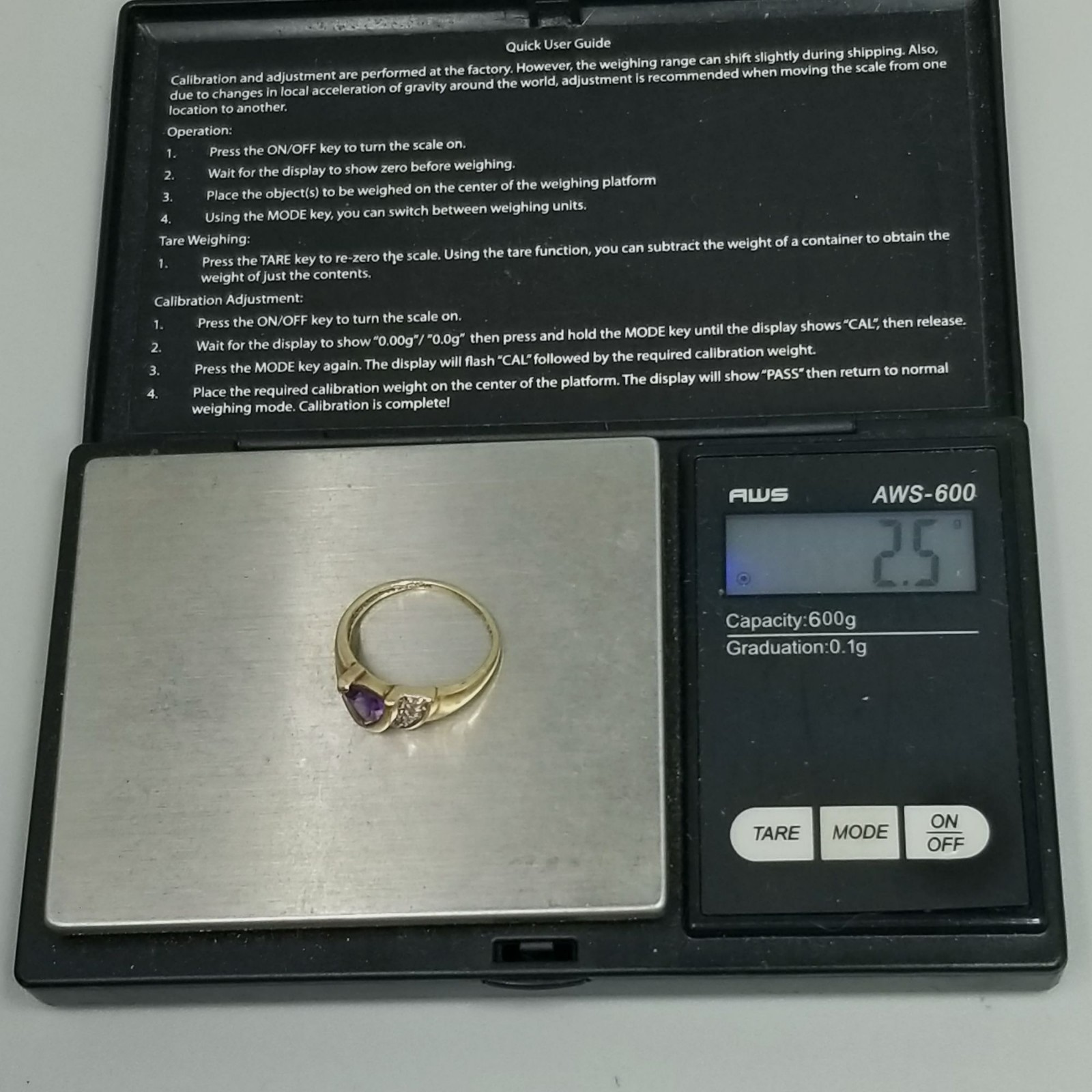 Vintage 10k Purple Amethyst Ring Size 6 1/2 Band Trillion Cut Yellow Gold