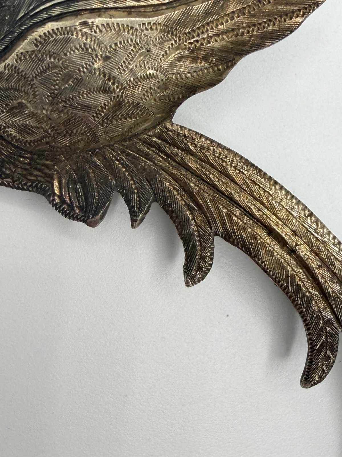 Vintage Silver Quetzal Bird Brooch Signed La Dama Studio Guatemala 900 Silver