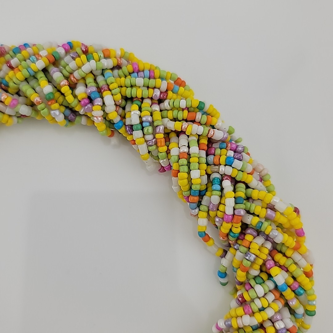 Vintage Braided Seed Bead 19″ Necklace Easter Multicolor Chunky Retro