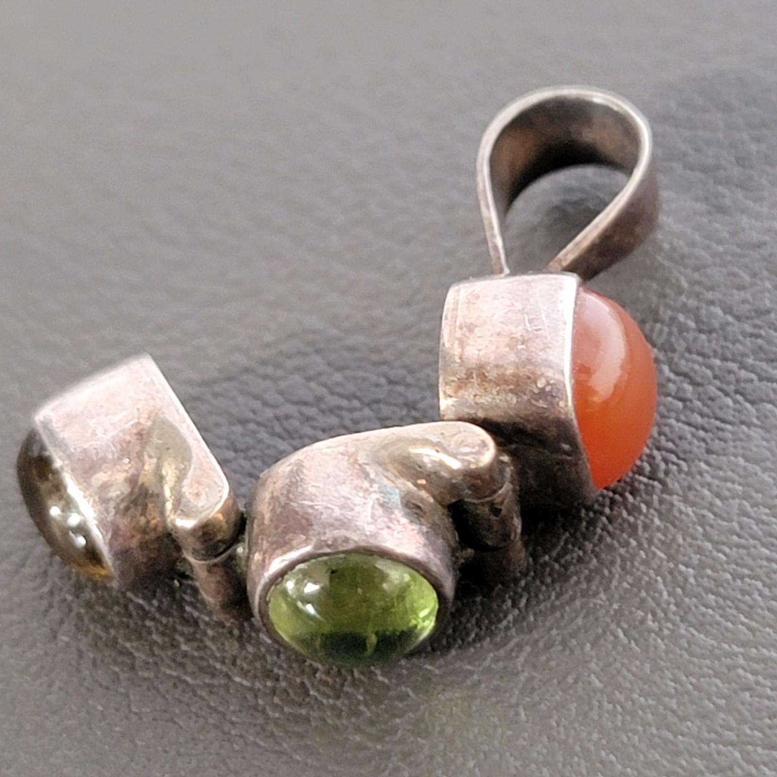 Sterling Silver Multi Stone Pendant 925 Vintage Articulated Hinged Stations