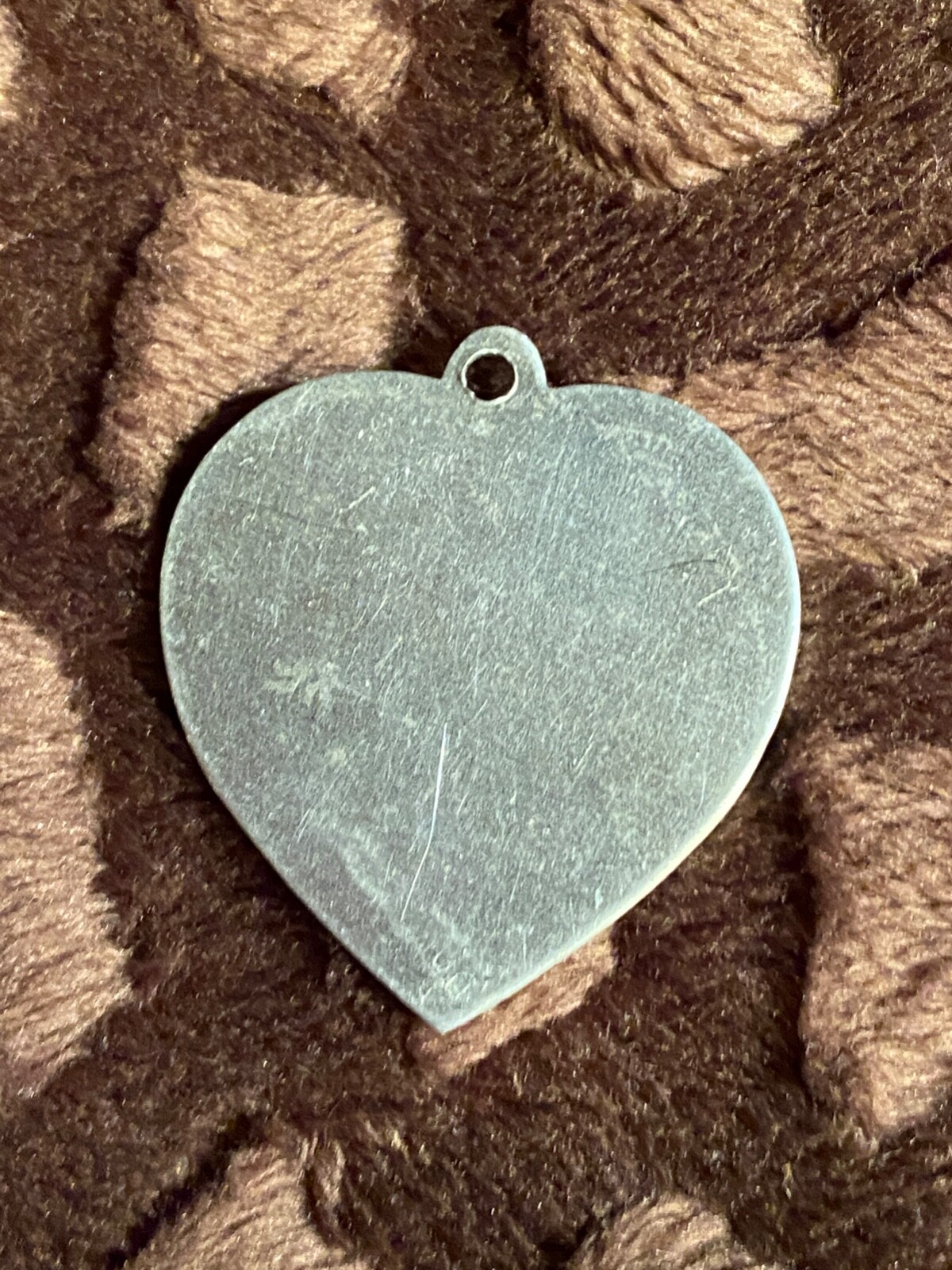 VTG Aluminum HEART Pendant CHARM Necklace Estate Engraveable 1 1/2″ Hong Kong
