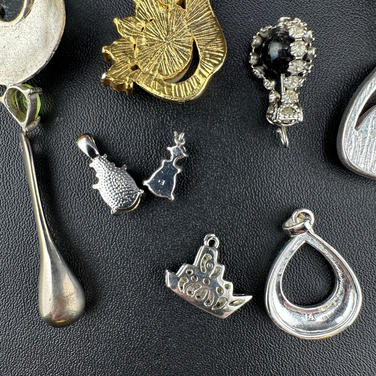 Vintage to Now Crystal Rhinestone Pendant Charm Lot of 28 Silver Gold Tone Mix