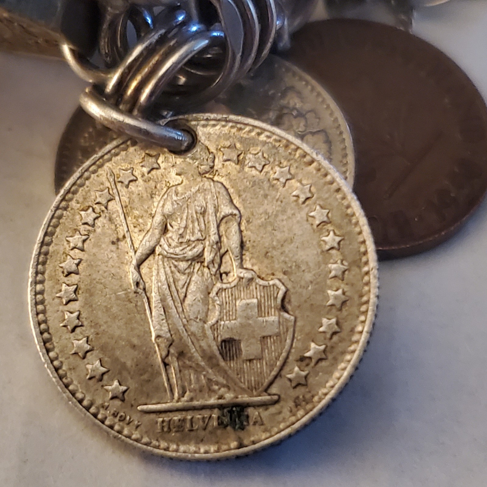 Sterling Silver Bracelet With Real European Coins 1949-1965 total of 20 Vintage