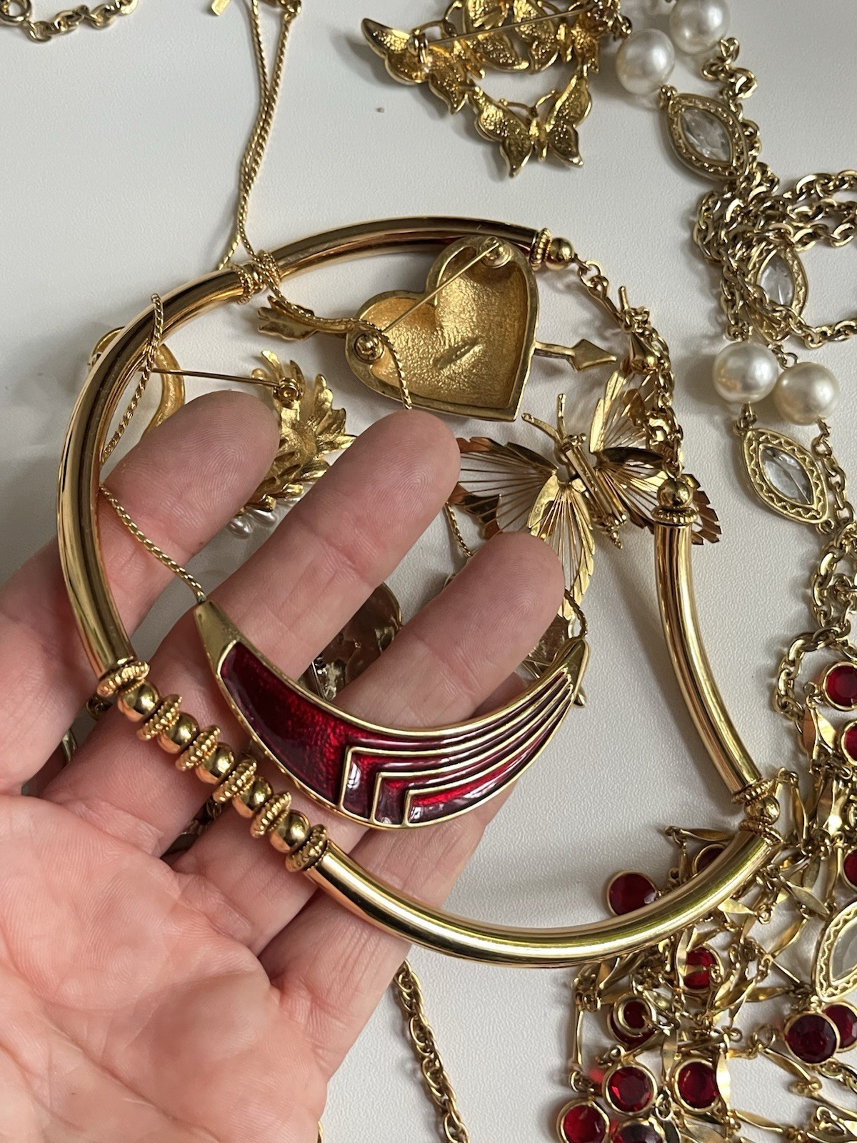 Vintage Jewelry Lot Monet Coro LC Avon Coventry Enamel Rhinestone Heart 1960-80’