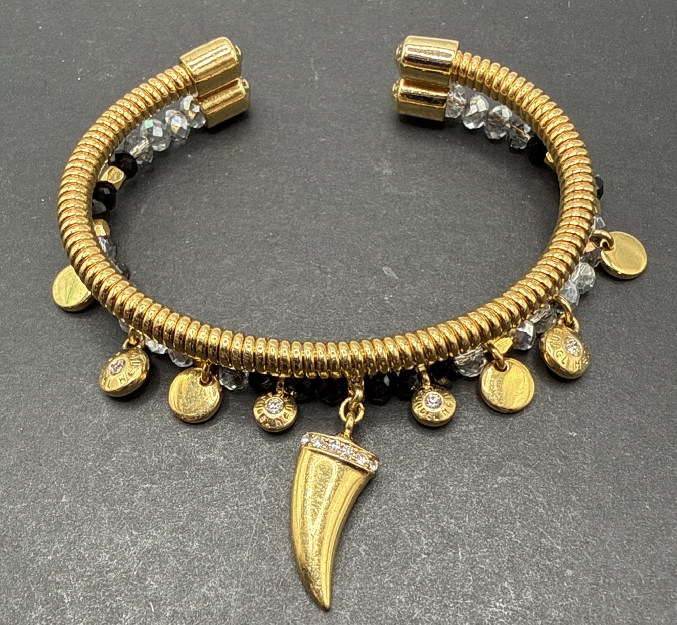 Henri Bendel Signed Gold Tone Beaded Bracelet C11