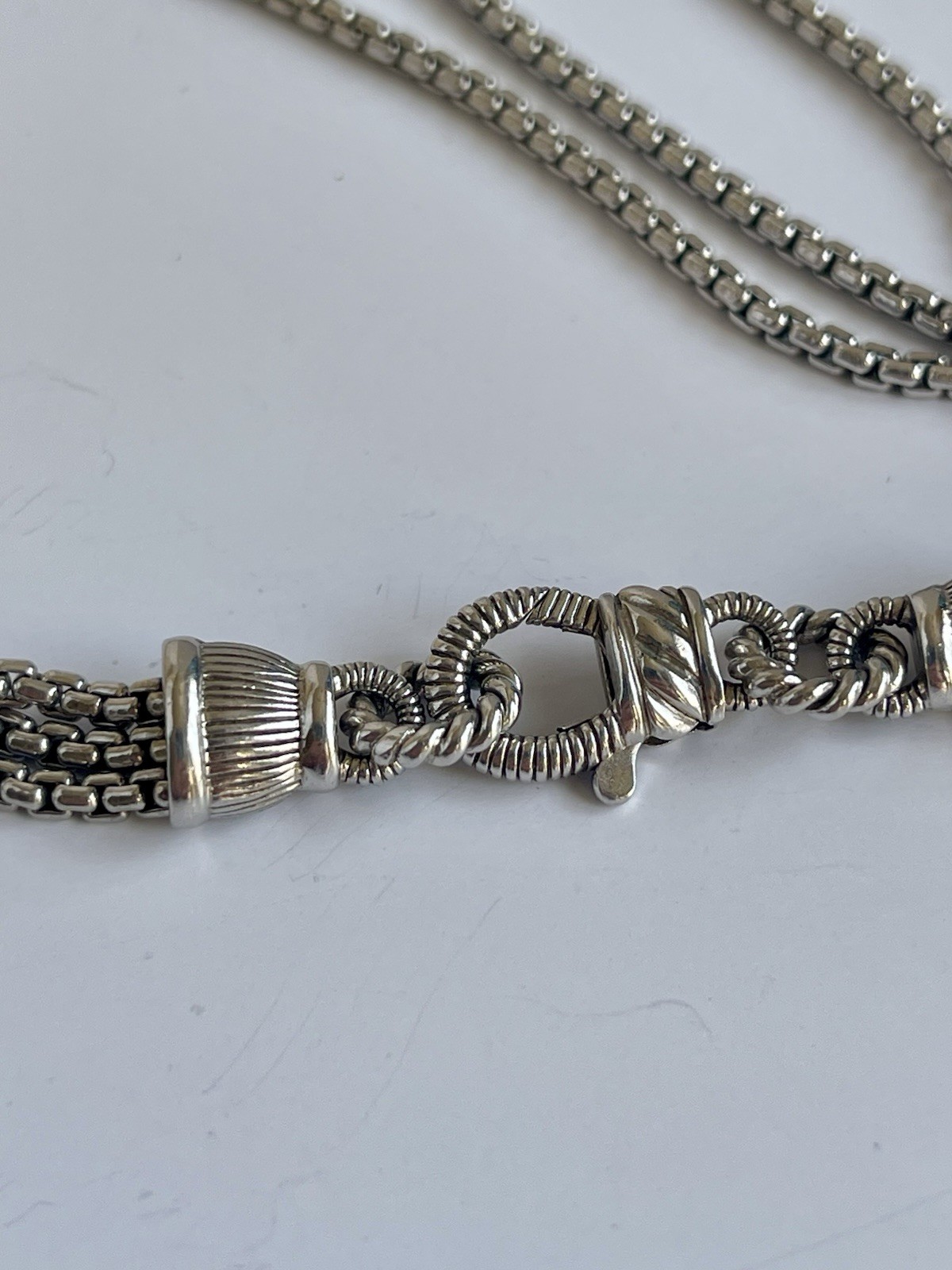 Judith Ripka Sterling Silver 925 & CZ Round Stations 3 Strand Necklace 56g Nice!