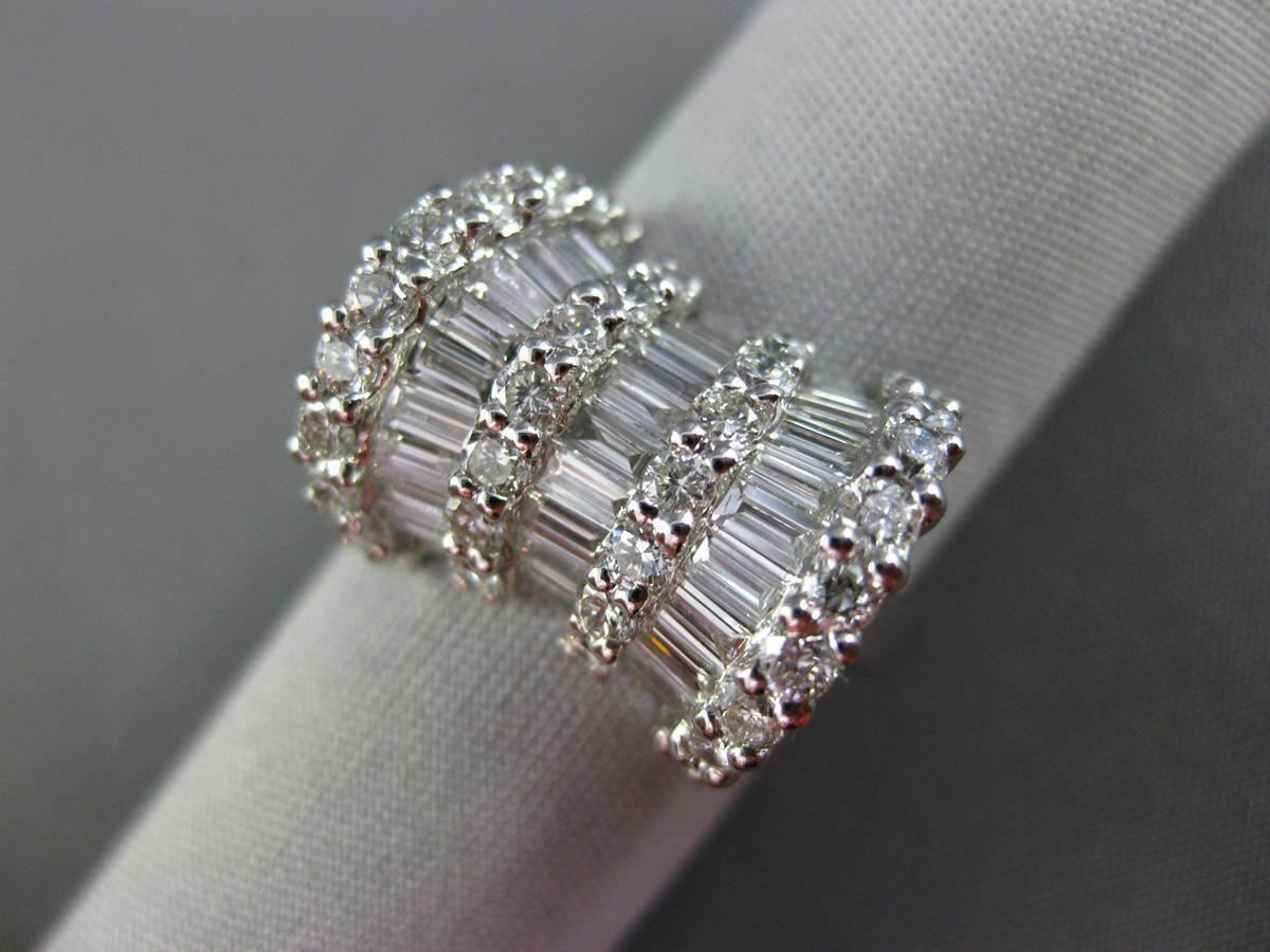 ESTATE 2.14CT ROUND & BAGUTTE DIAMOND 18KT WHITE GOLD 3D BOW FUN RING F/G VVS VS