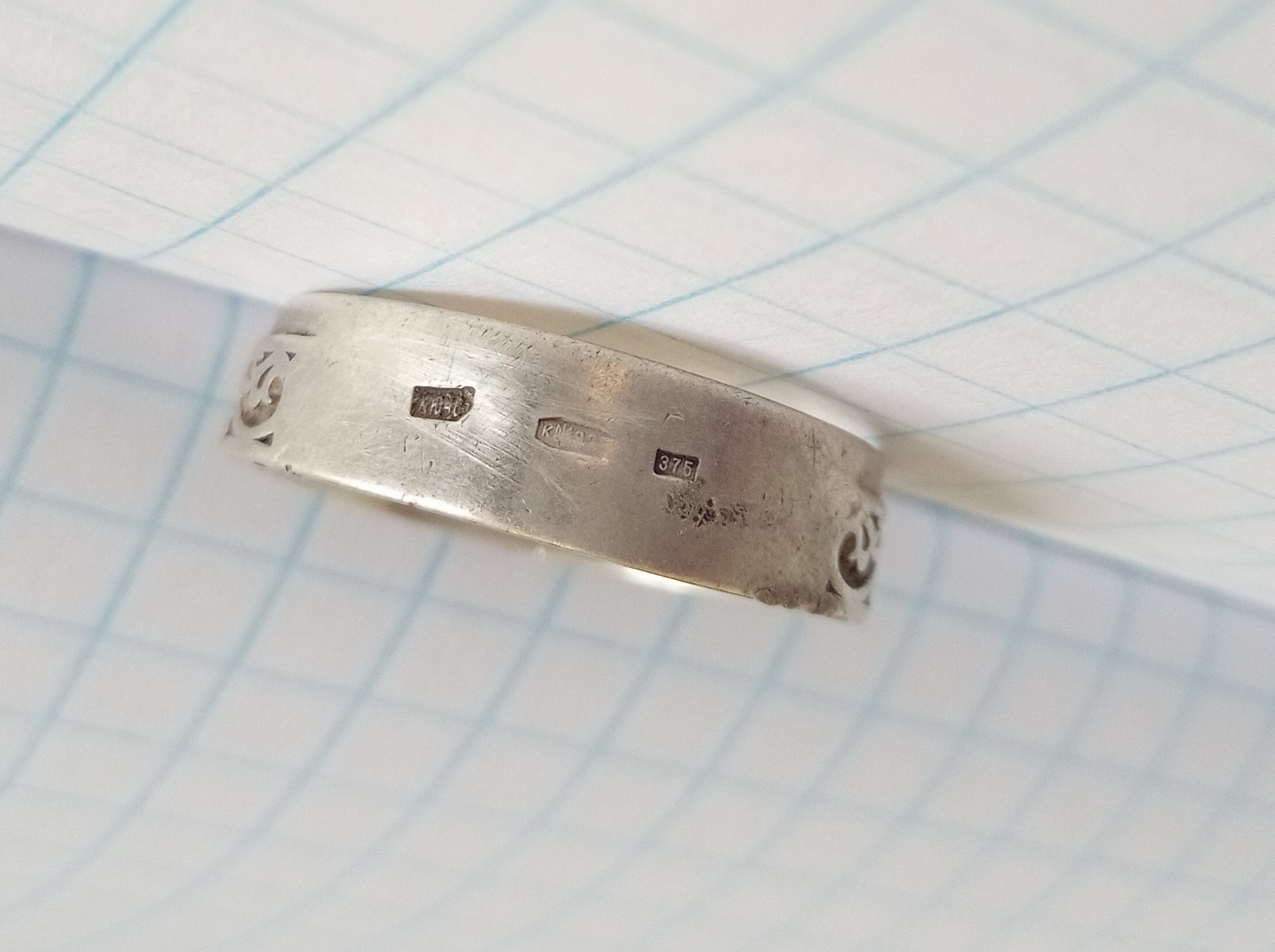 Vintage Beautiful Ring Sterling Silver 925 Golg 375 test Women Jewelry size 7.25