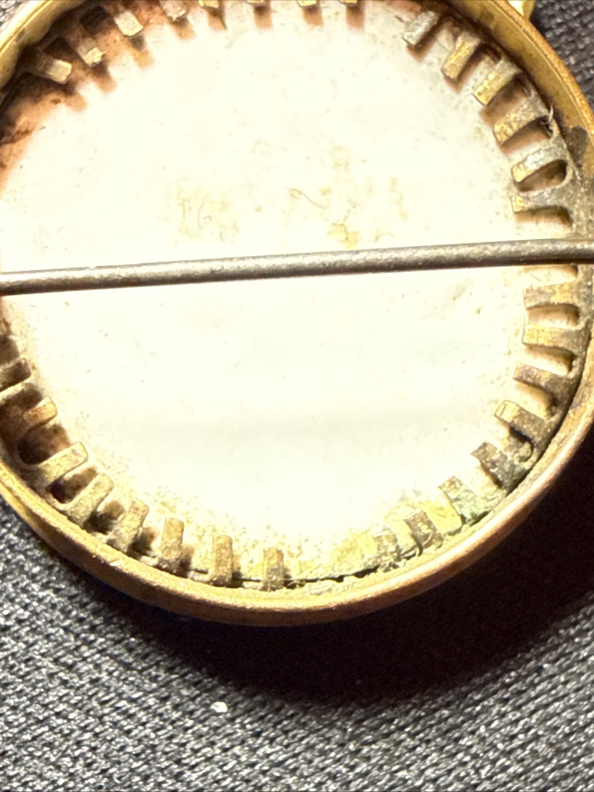 RARE French Antique FIX Metal Hallmarked 18K Gold Plate Photo Pin Brooch FRANCE