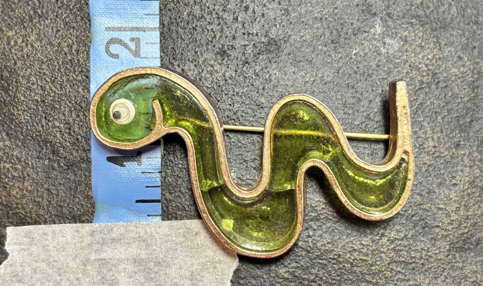 Vintage Lester Joy Plique-à-jour Green Snake Brooch