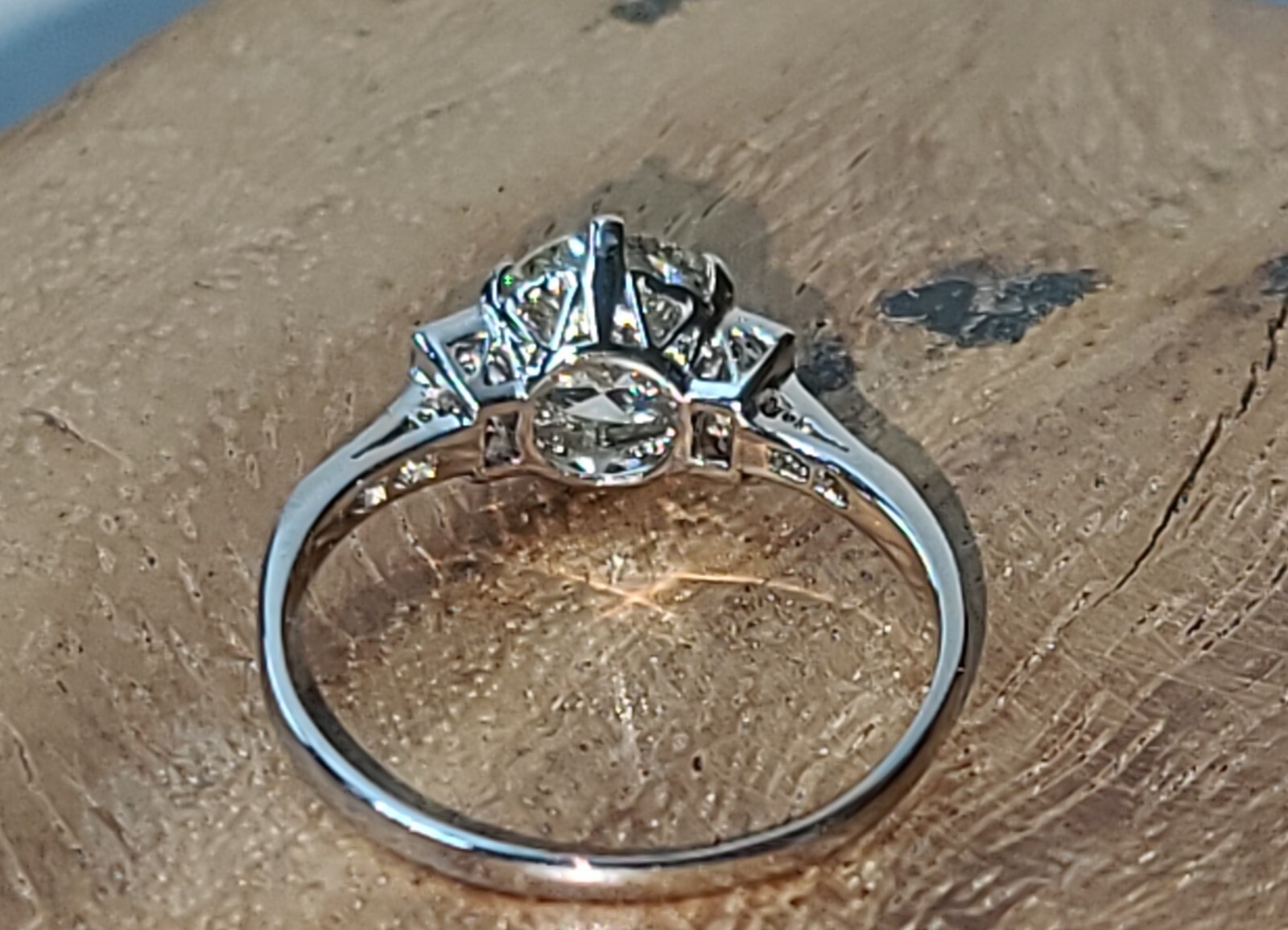 Platinum Vintage Engagement Ring 1.52ct. Natural Old Euro Cut Round Diamond