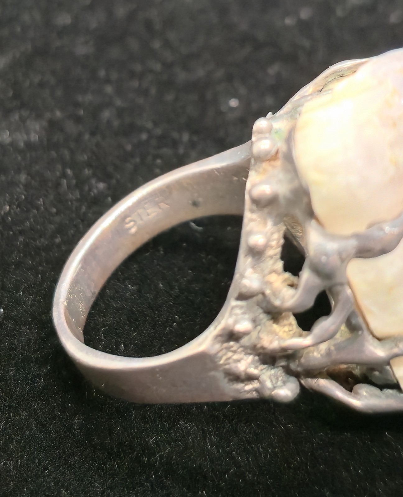 Vtg Brutalist Sterling Silver Pale Lilac Amethyst Geode Ring
