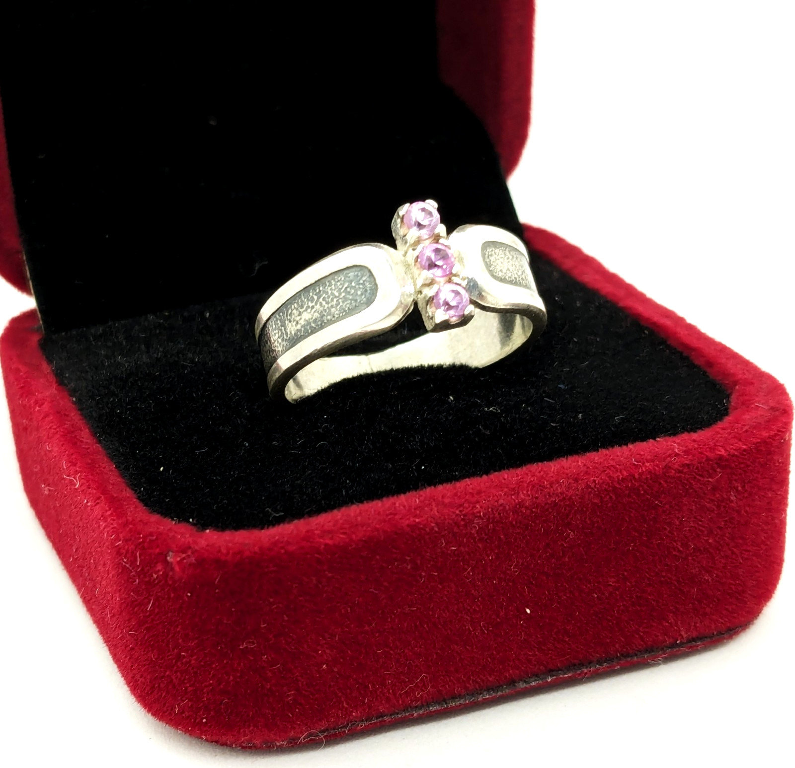 Vintage Elegant RING Silver 925 with Chic Bright Stones -size: 8US (18.5mm)| #46