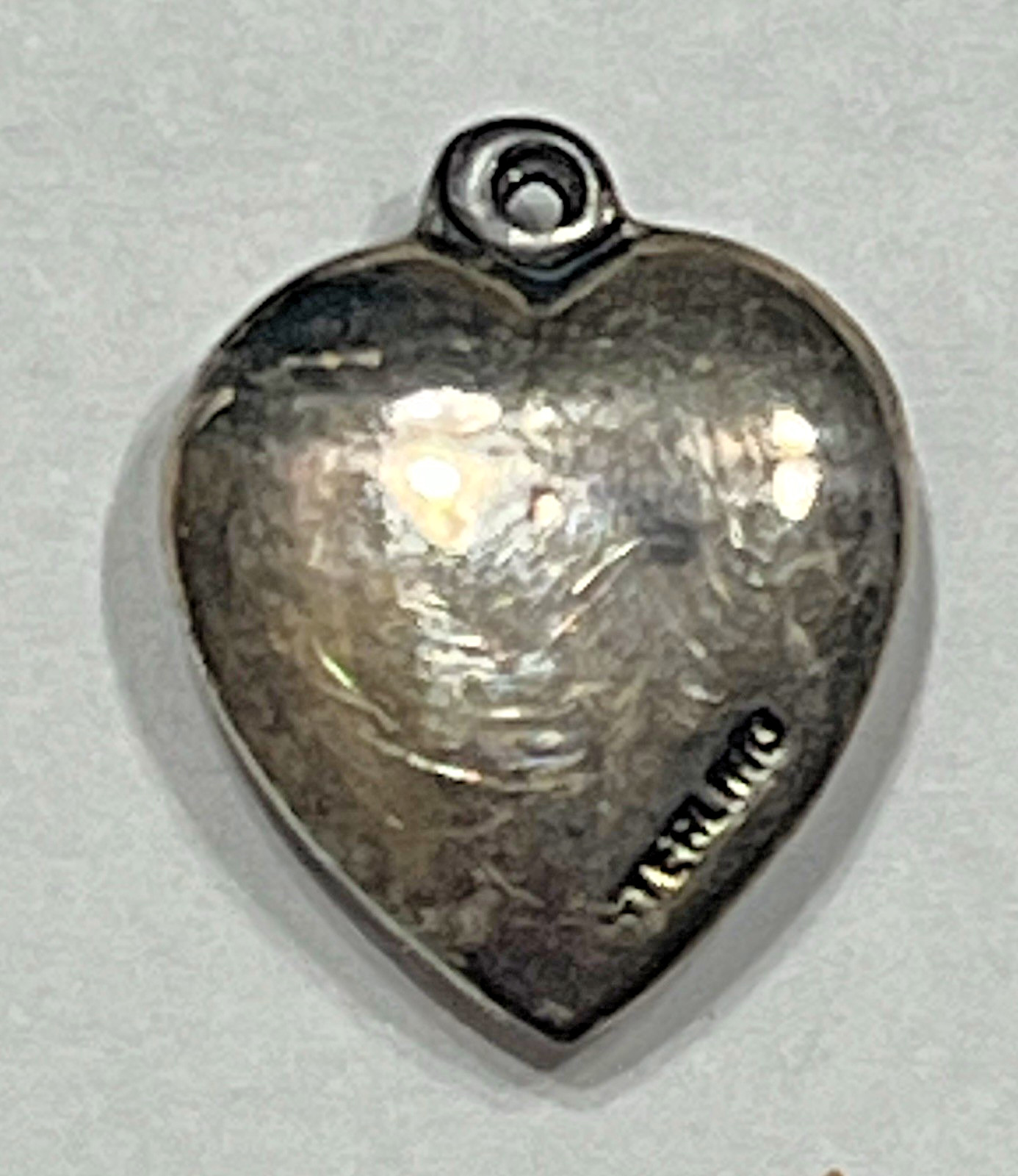 Sterling Silver Heart Flower Charm Puffy Enamel Pansy 925 Vintage Stamped Pink