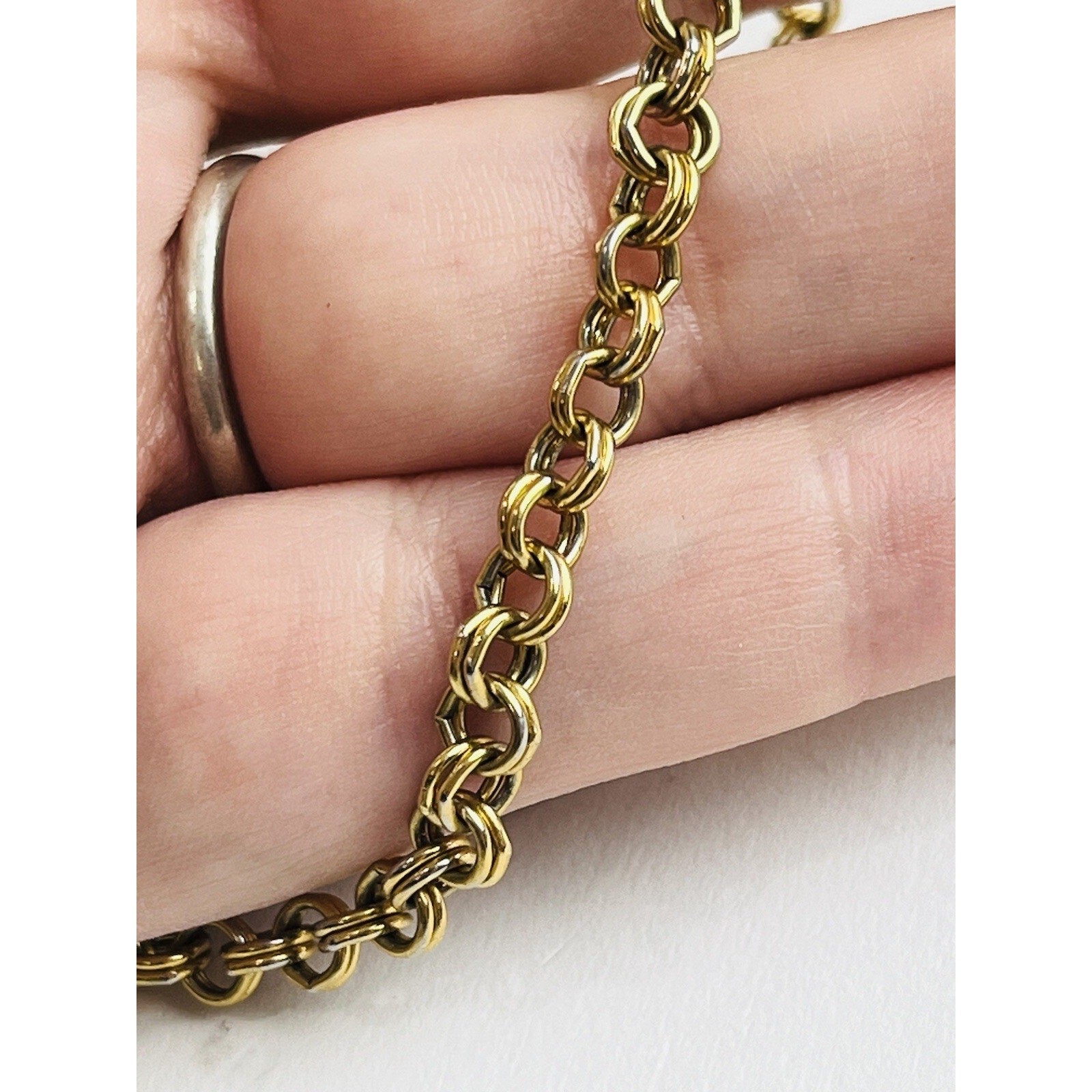 Vintage MONET GOLD TONE NECKLACE Rolo Round Chain Double Link CLASSY! Rare Singl
