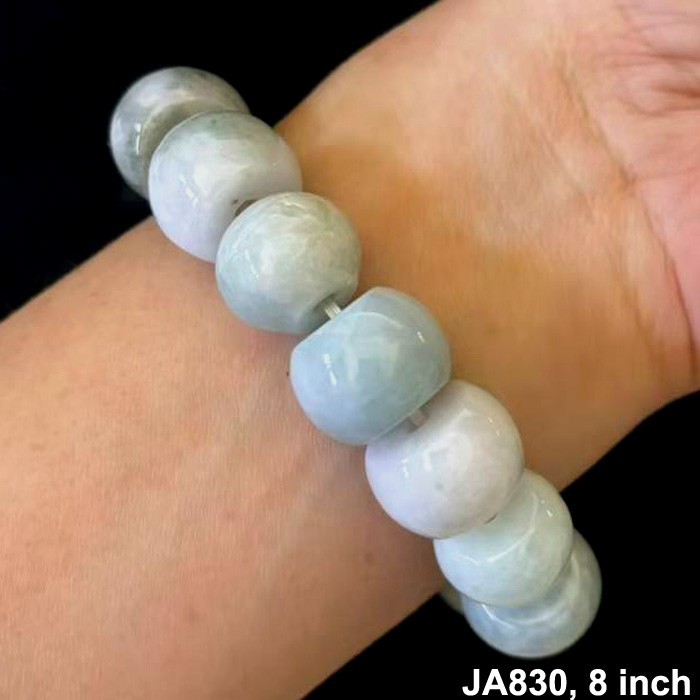 Natural Burmese Jade Jadeite Beads Bracelet Elastic, Width 18 mm