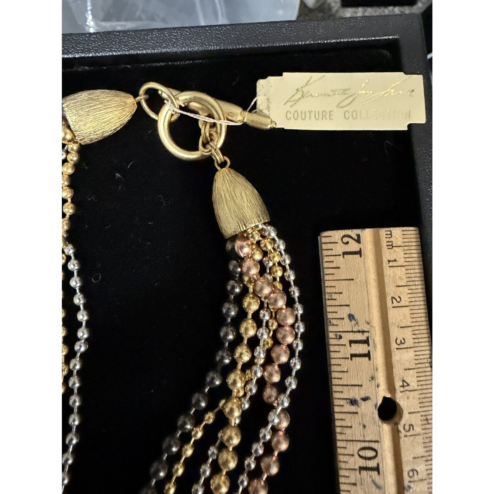 Kenneth Jay Lane Signed COUITURE COLLECTION, with a 125.00 Price tag, Multi Stra