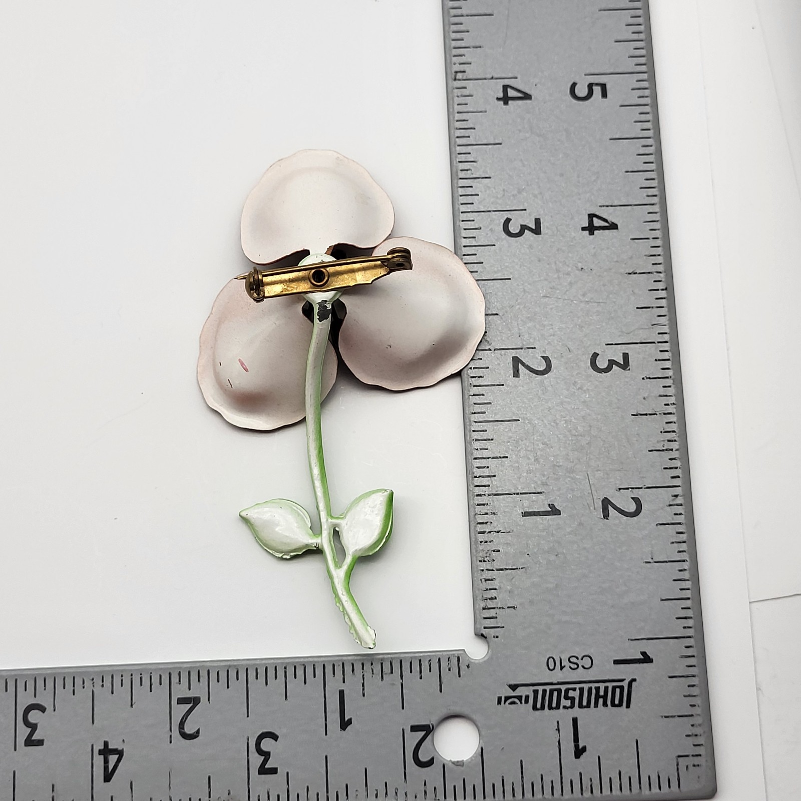 Lovely vintage enamel flower poppy corsage brooch pin elegant vibrant