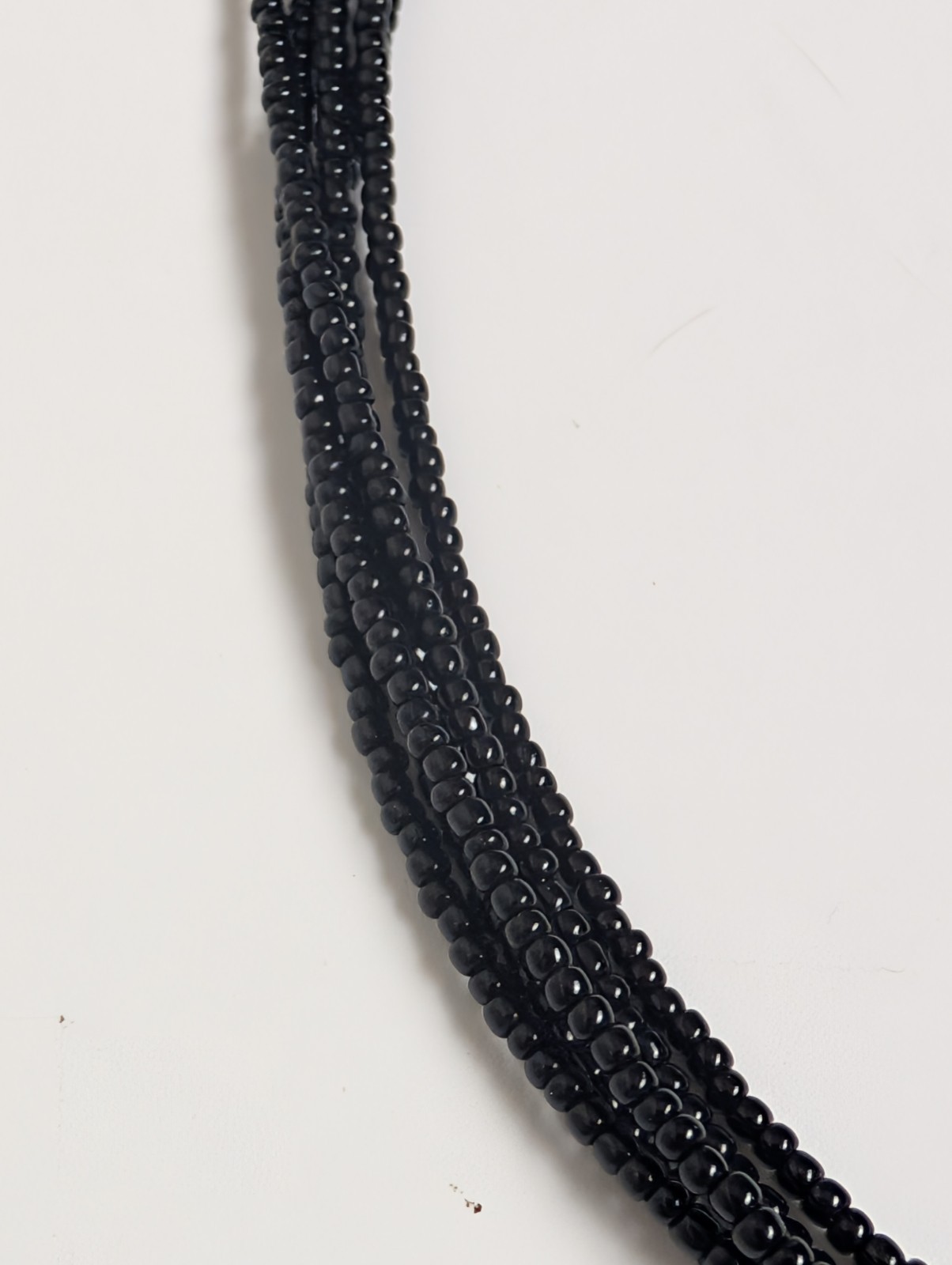 Vintage Black Beaded Necklace with Large Silver Tone Pendant – Gothic Boho Style