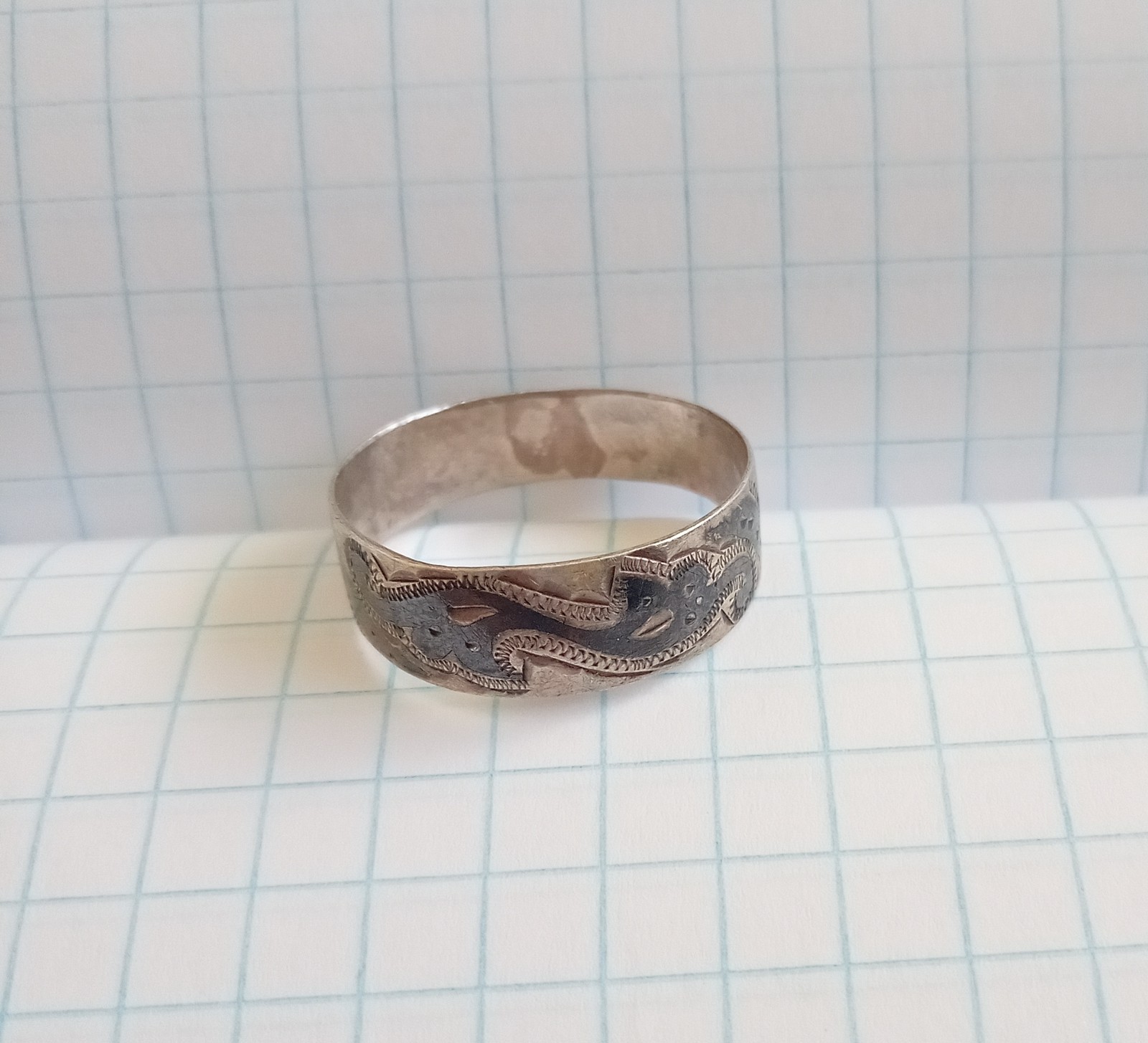 Vintage Ring with niello Silver 875 test USSR times Women’s Jewelry size 10.25