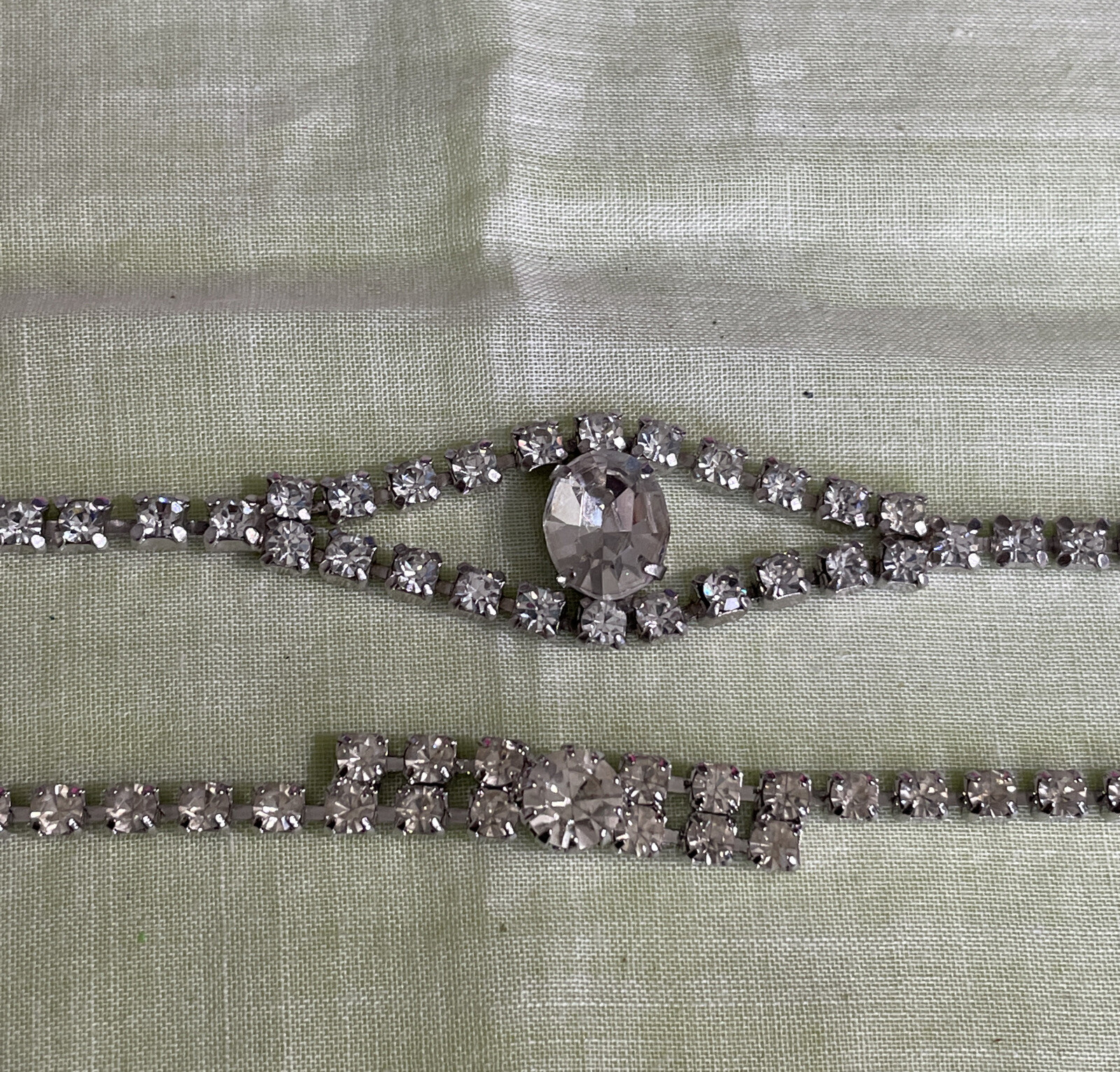 Vintage 6-1/2″ Silver Tone Rhinestone Bracelets Wedding Prom Jewelry YT-29