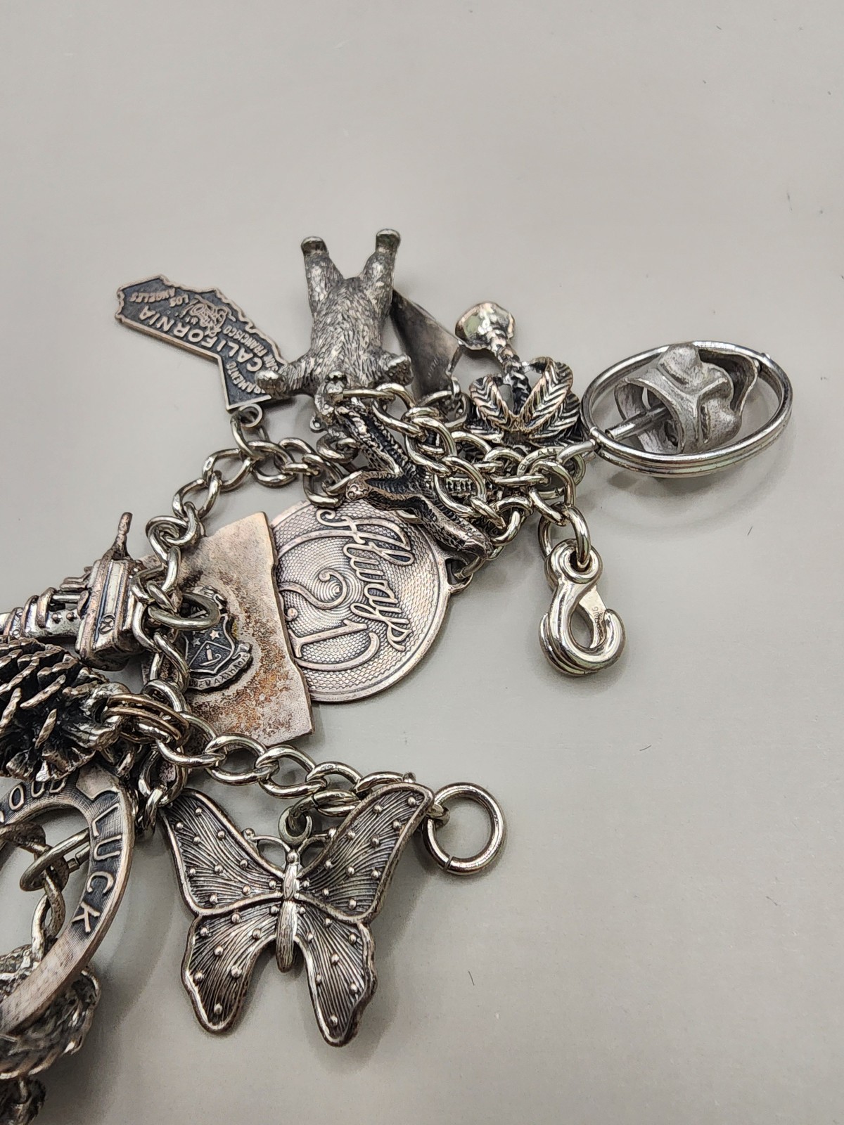 Vintage BEAU Sterling Silver Charm Bracelet 10 Charms Mechanical Theater 40g