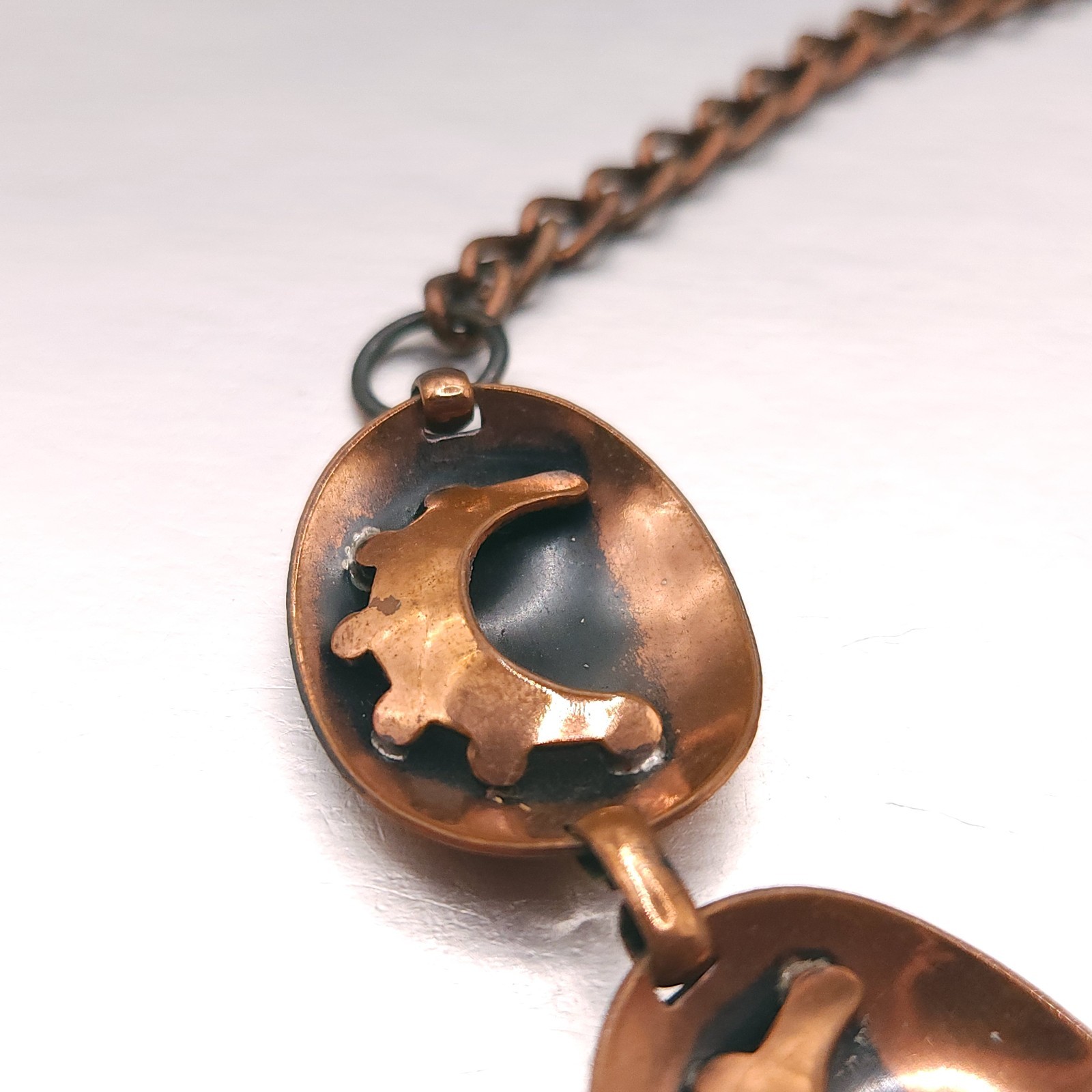 Vintage Solid Copper South Western Modern Collar Statement Necklace 16″