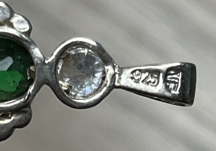 Signed NF Sterling 925 May Birthstone Emerald Green CZ BABY BOY Dangle Pendant
