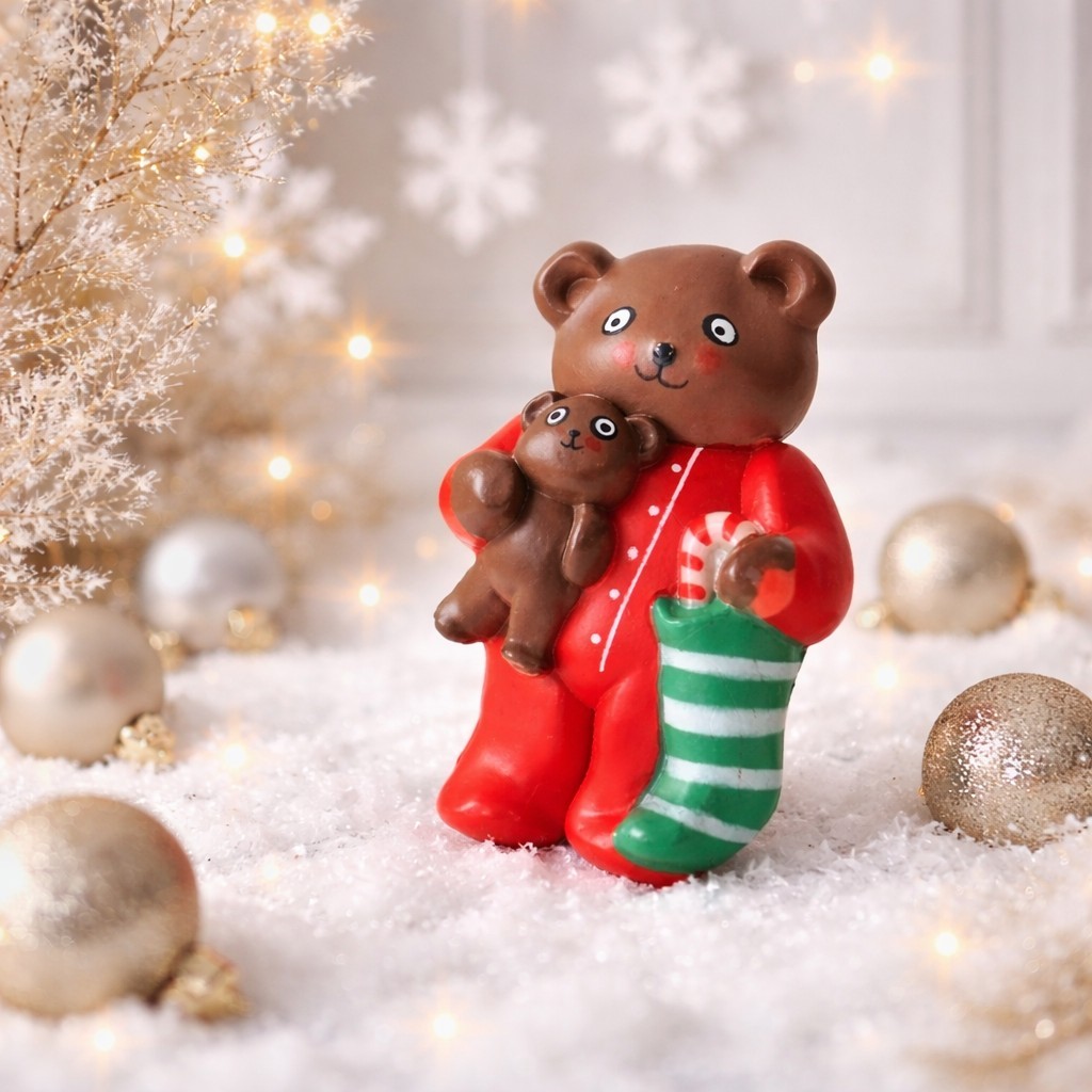 Vintage Fun World S Lehman Plastic Teddy Bears Christmas Pin