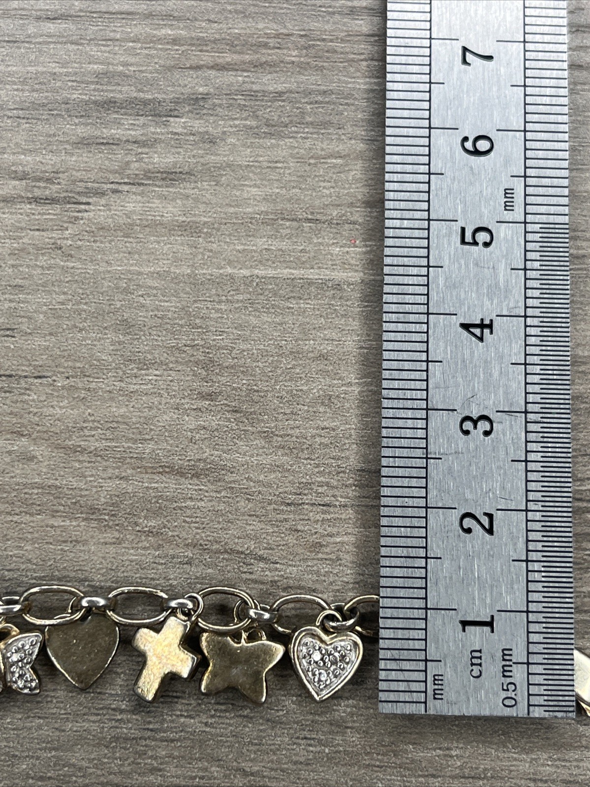Sterling 925 Gold Wash Delicate Charm Bracelet Cross Heart Butterfly Ross Simons