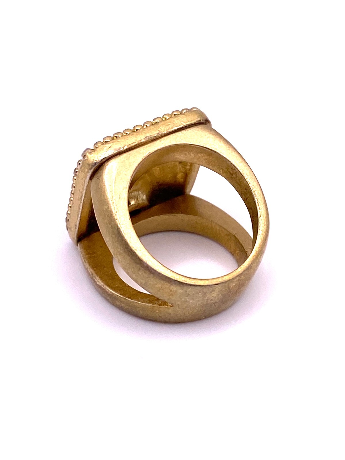 Vintage Style Lia Sophia Ring Large Square Orange Lozenge Goldtone Metal Setting
