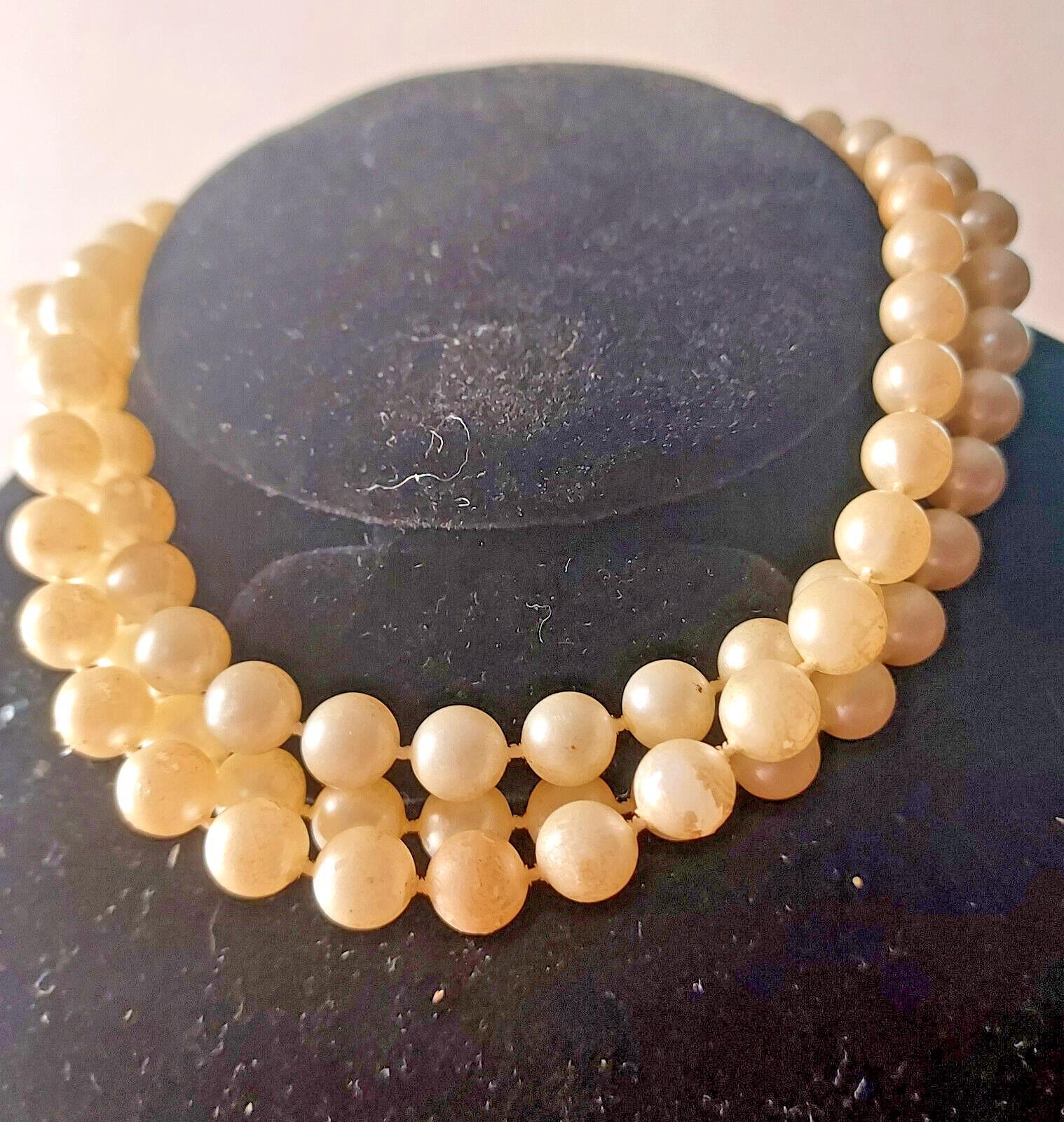 Vintage Cultured three-strand Pearl Necklace approx. staggered 10-12-14 inch