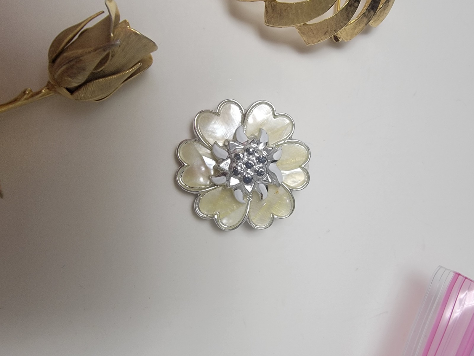 Lot of 5 Vintage Designer Costume Jewelry Brooches & Scarf Clip Signed