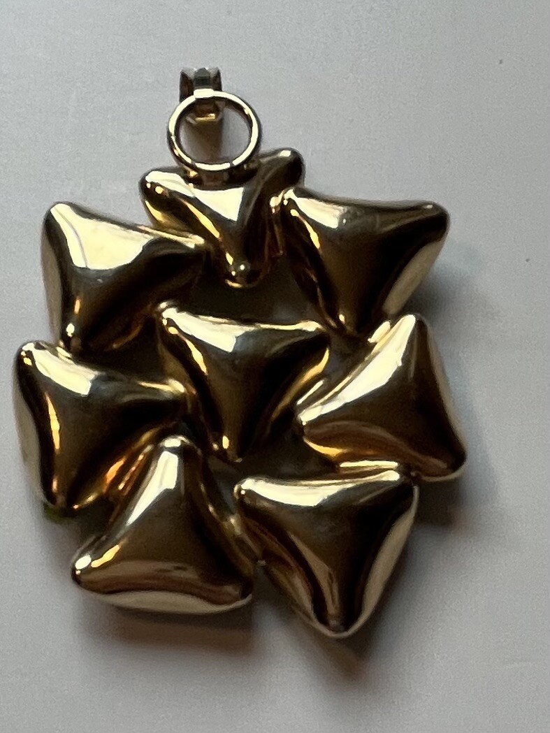 Turquoise Pendant Piece Textured Small Stones 8 Triangular Shapes Gold No Chain