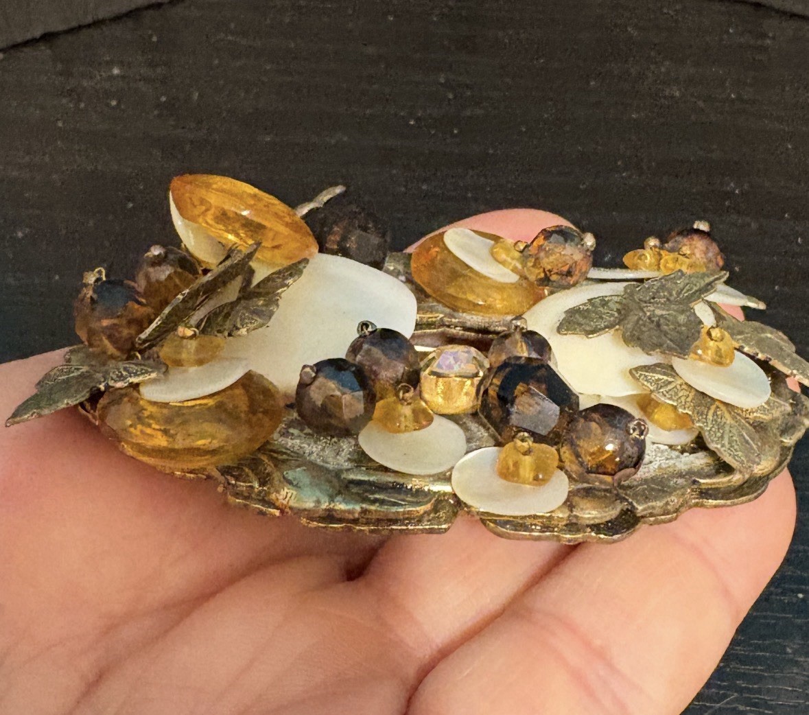 Original by Robert ? vintage unsigned brooch mixed metal 3” oval wired stunning