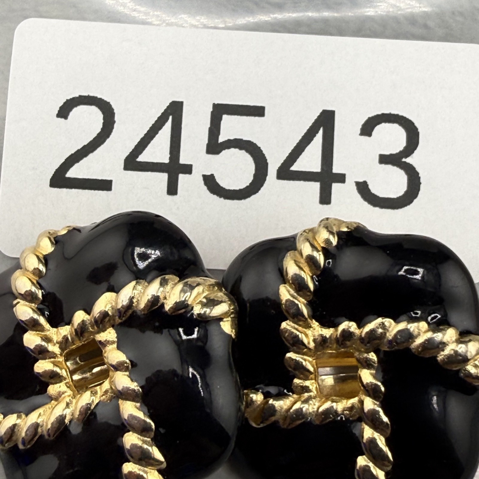 Vintage Gay Boyer Clip On Earrings Gold Tone Enamel Knot